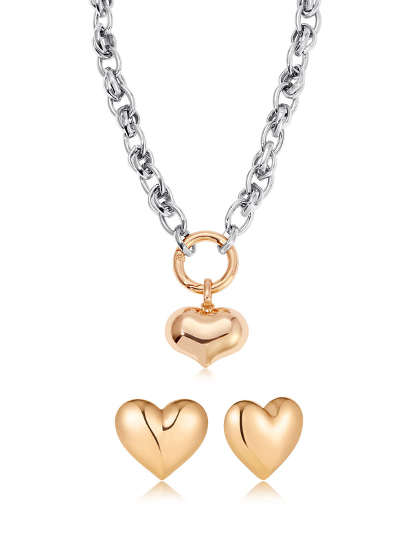 Chunky Mixed Metal Heart Set