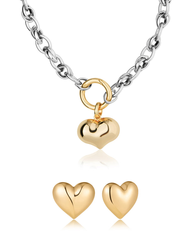 Chunky Mixed Metal Heart Set