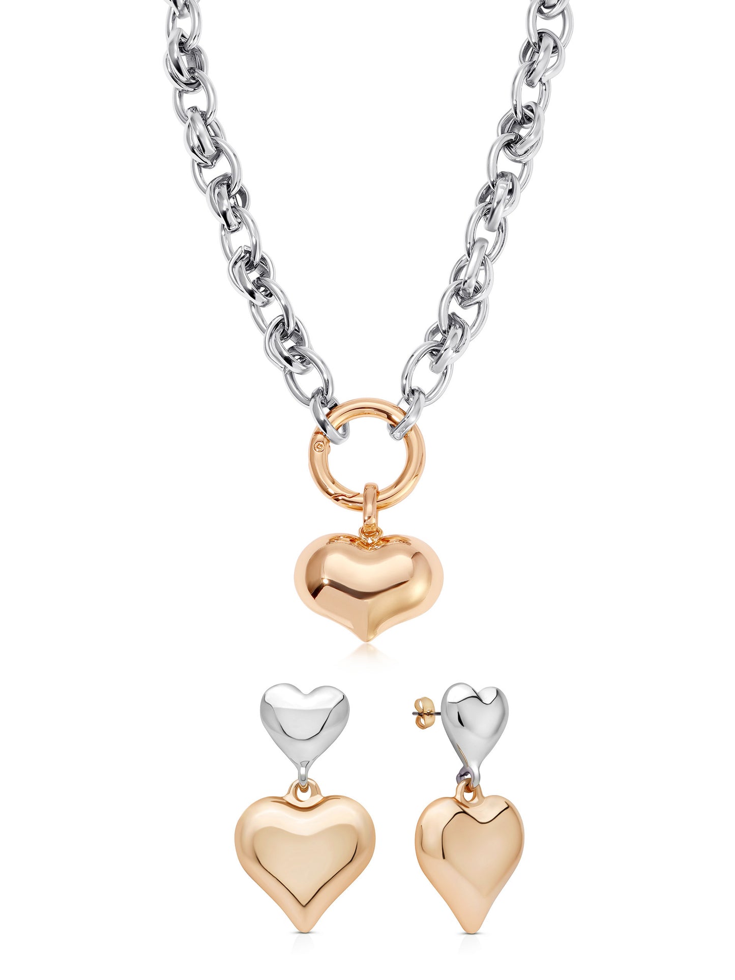 Mixed Metal Triple Heart Set
