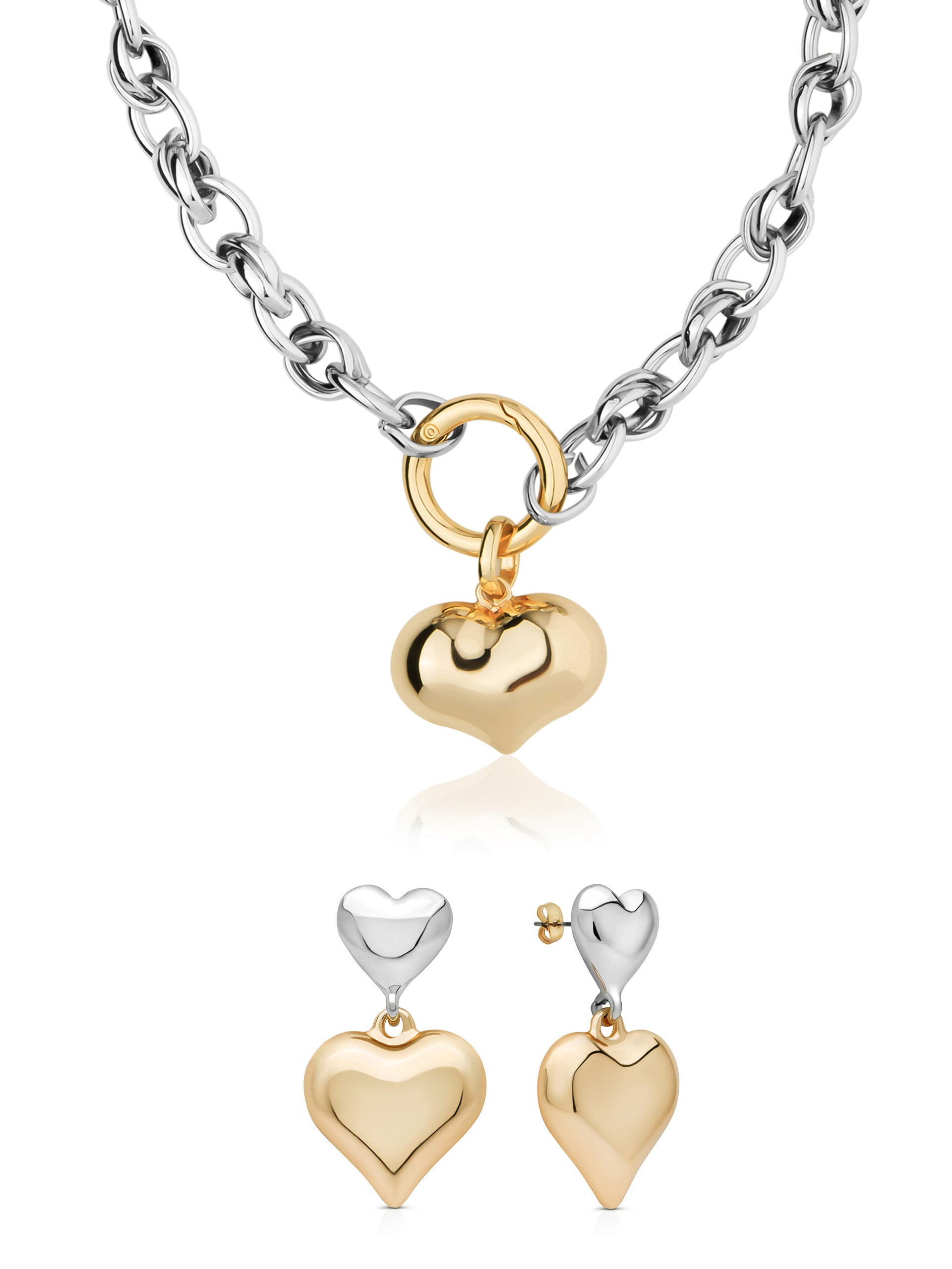 Mixed Metal Triple Heart Set