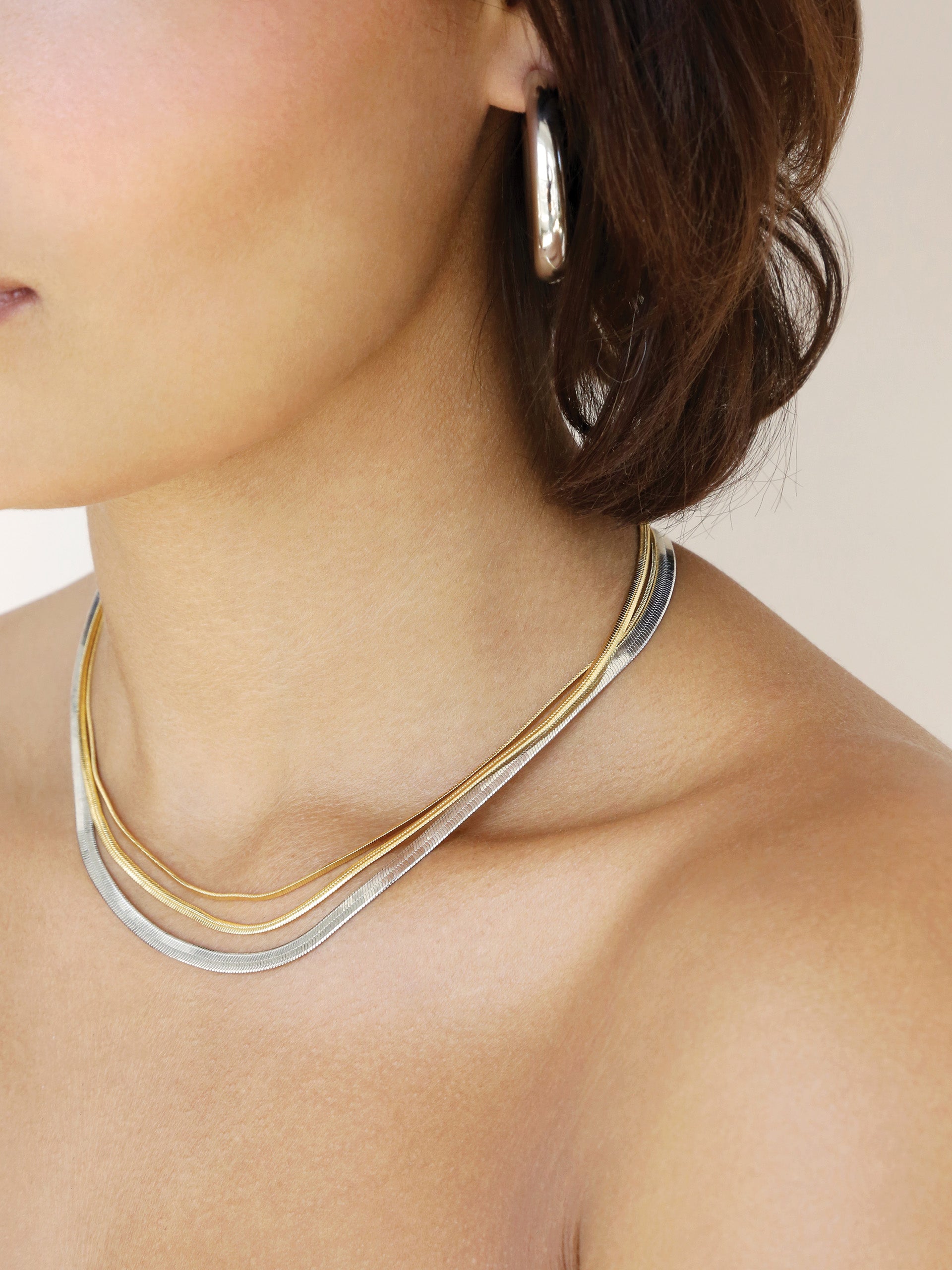 Mixed Metal Strands Necklace Rhodium and 18k Gold Plated model 5