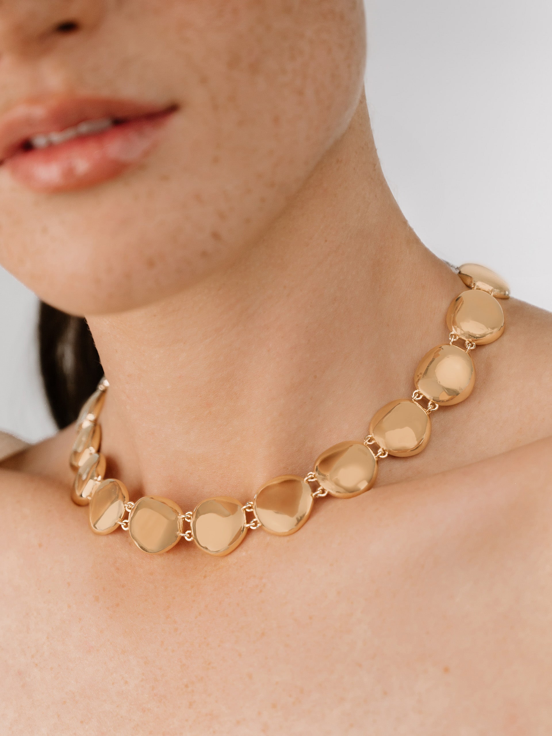 Polished Pebble Choker Necklace on model