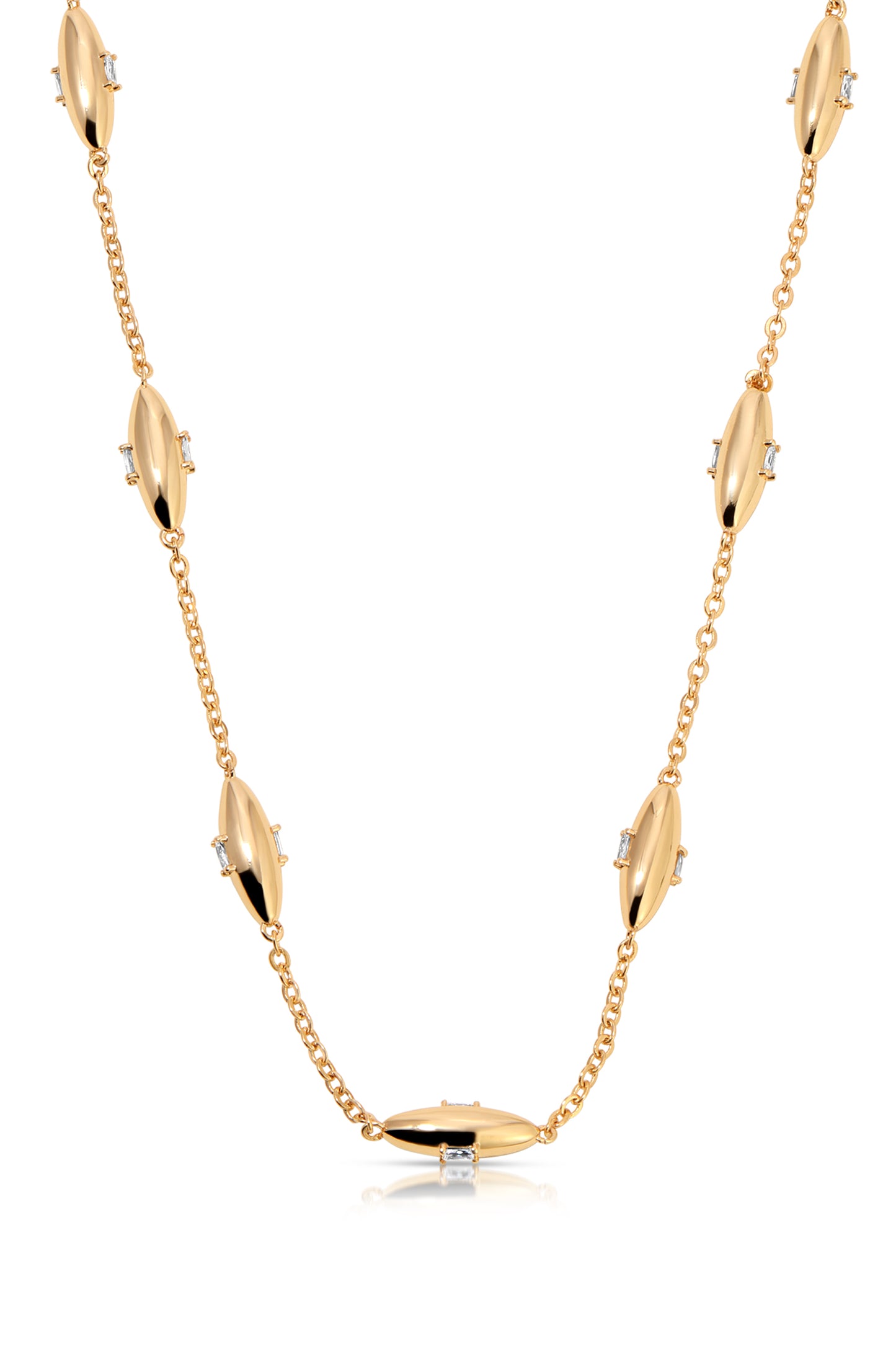 Oval Dome Baguette Necklace
