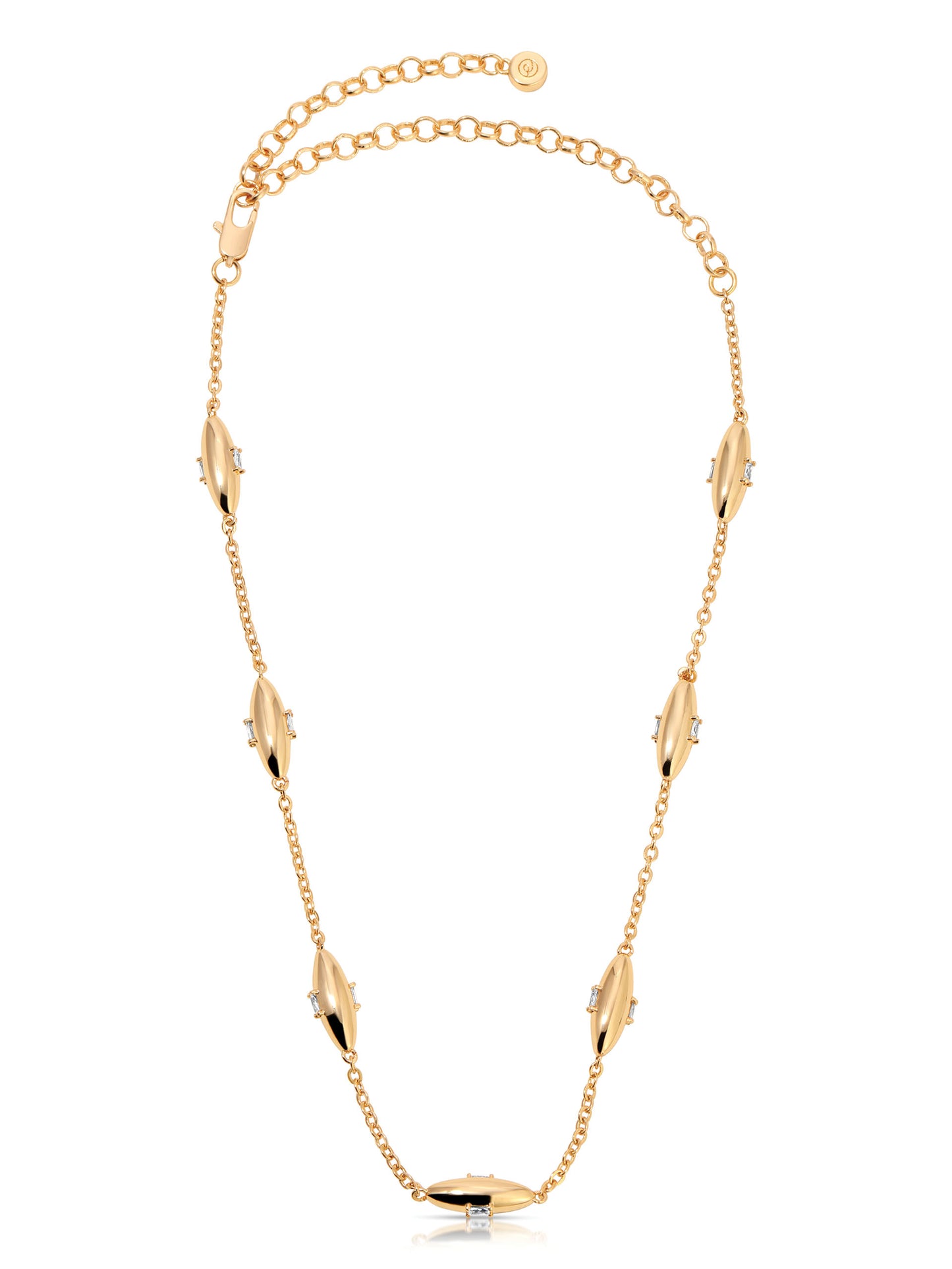 Oval Dome Baguette Necklace