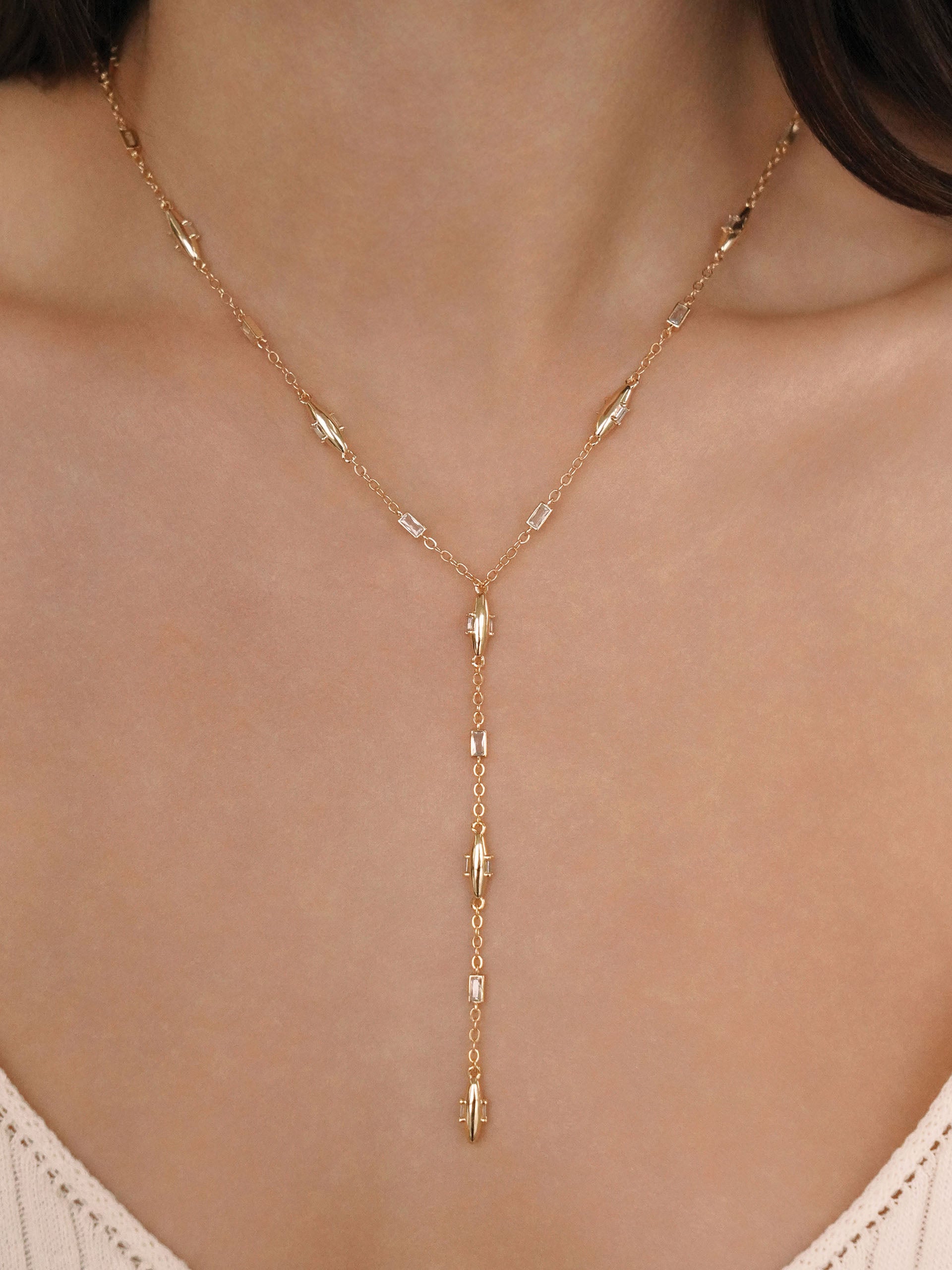 Oval Dome Lariat Necklace