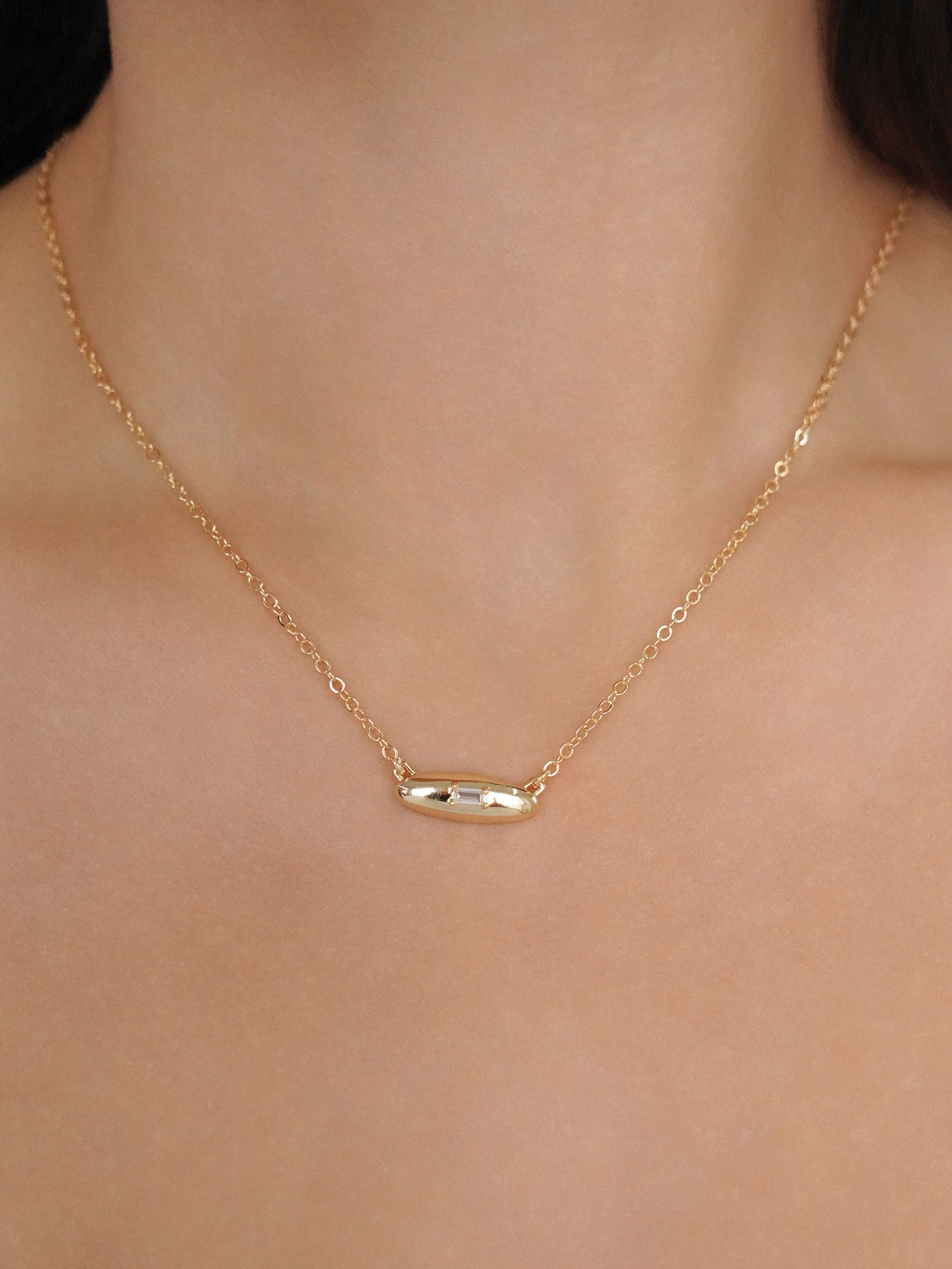 Oval Dome Pendant Necklace