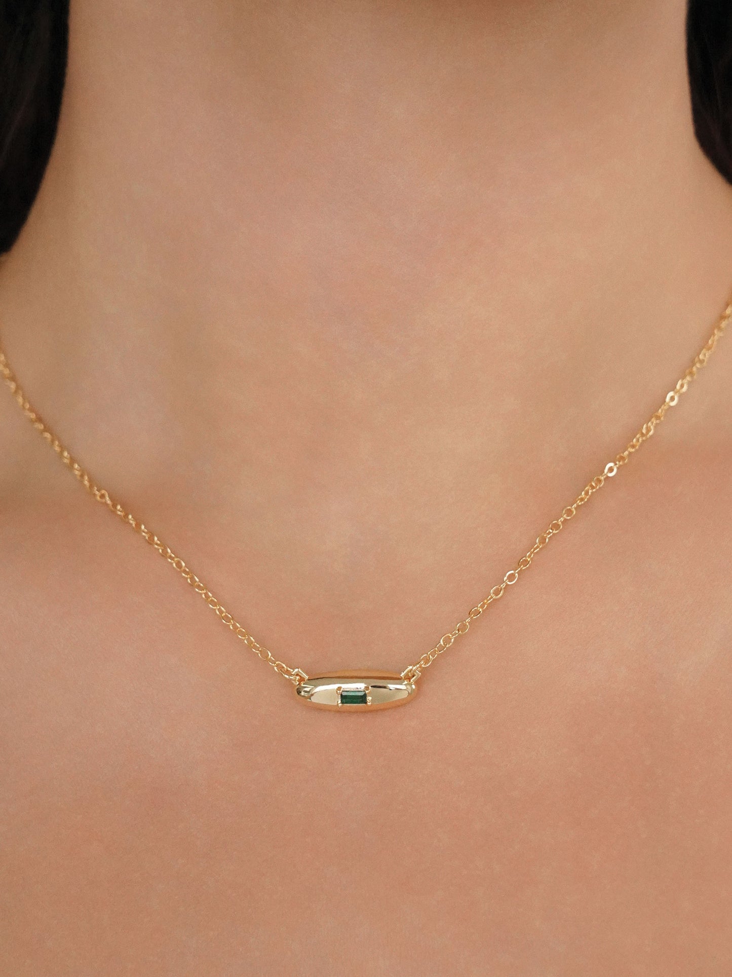 Oval Dome Pendant Necklace