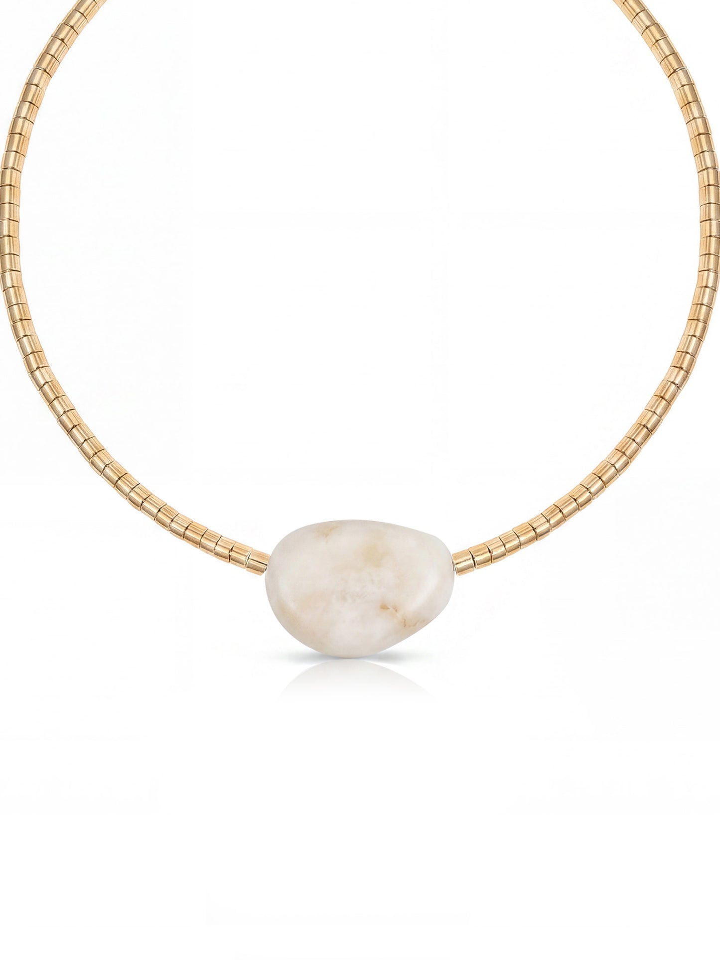 Gold Beaded Bone Nugget Necklace in Bone Stone with 18k Gold Plating 2
