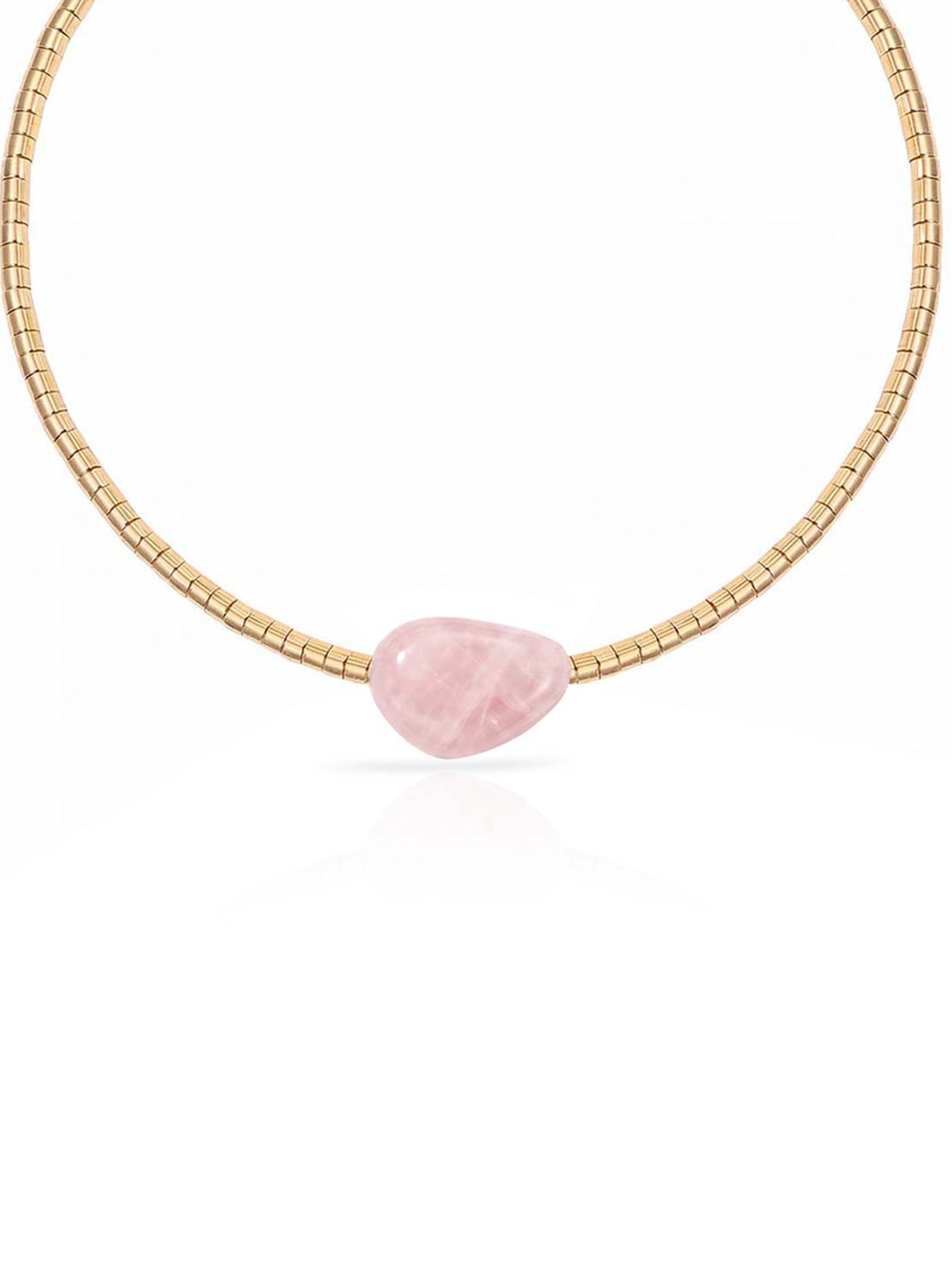 Gold Beaded Rose Nugget Necklace 2