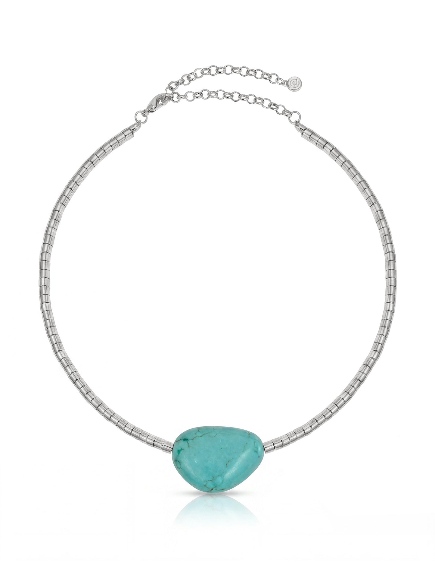 Silver Beaded Turquoise Nugget Necklace