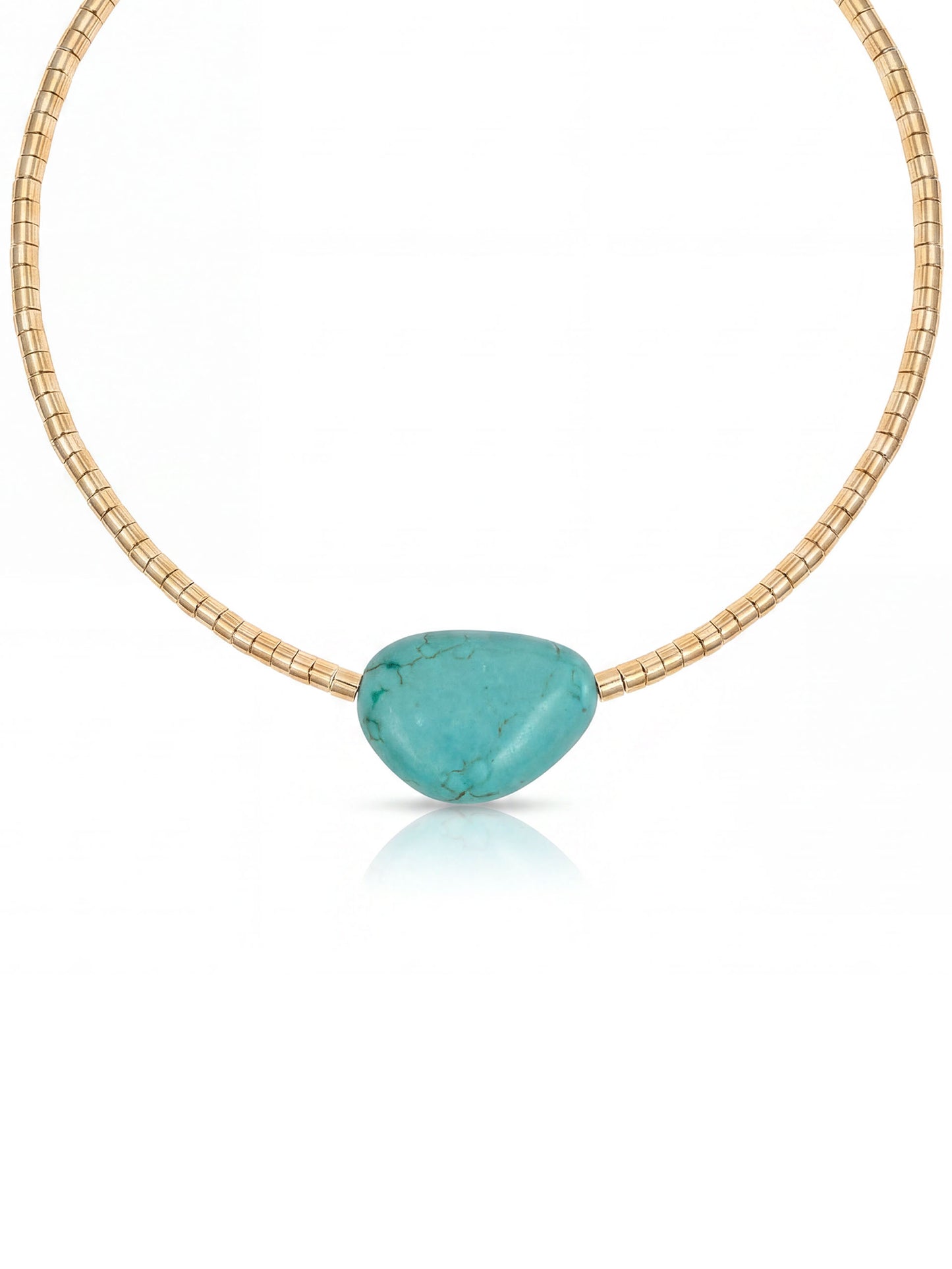 Gold Beaded Turquoise Nugget Necklace