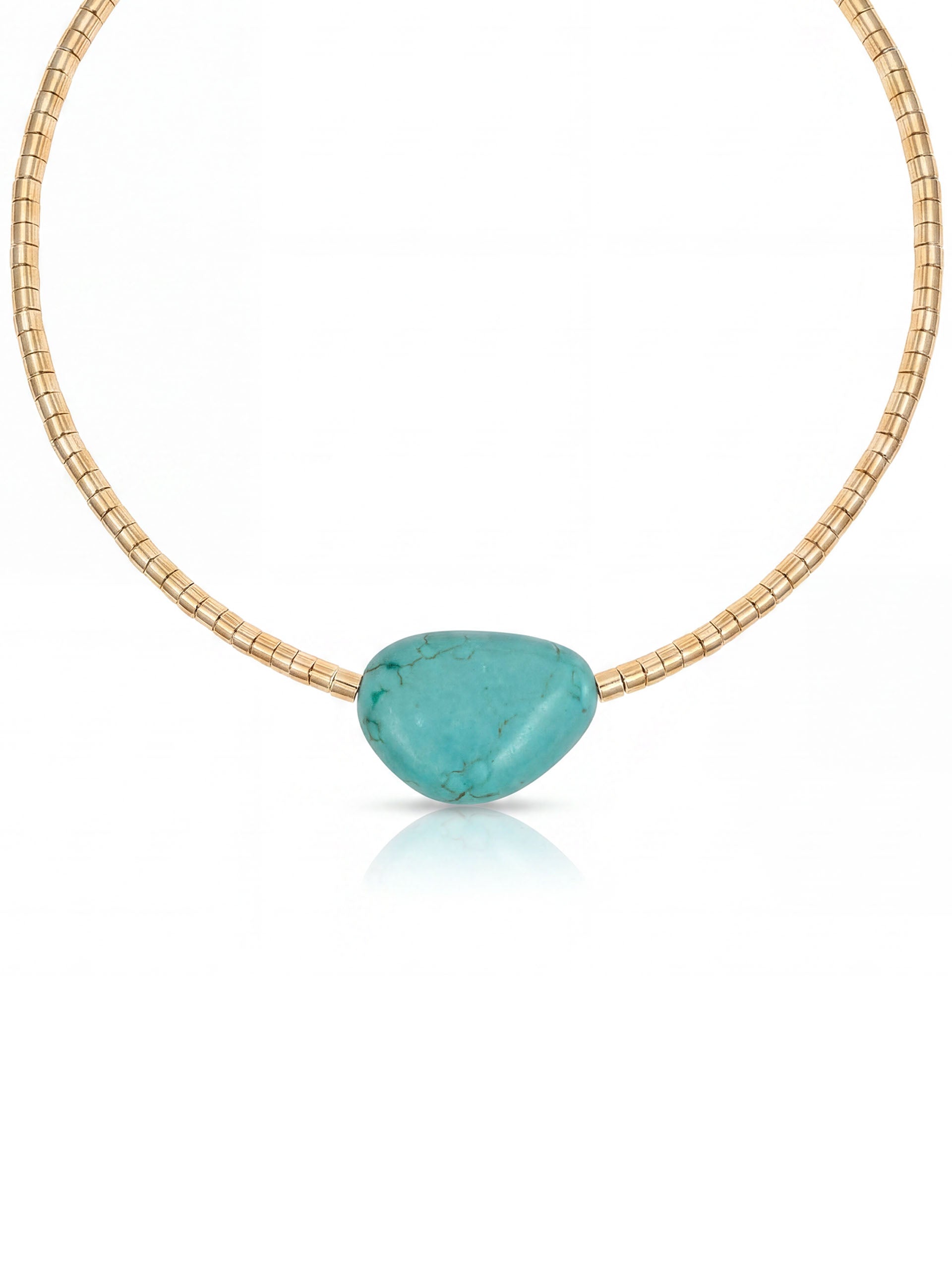 Gold Beaded Turquoise Nugget Necklace