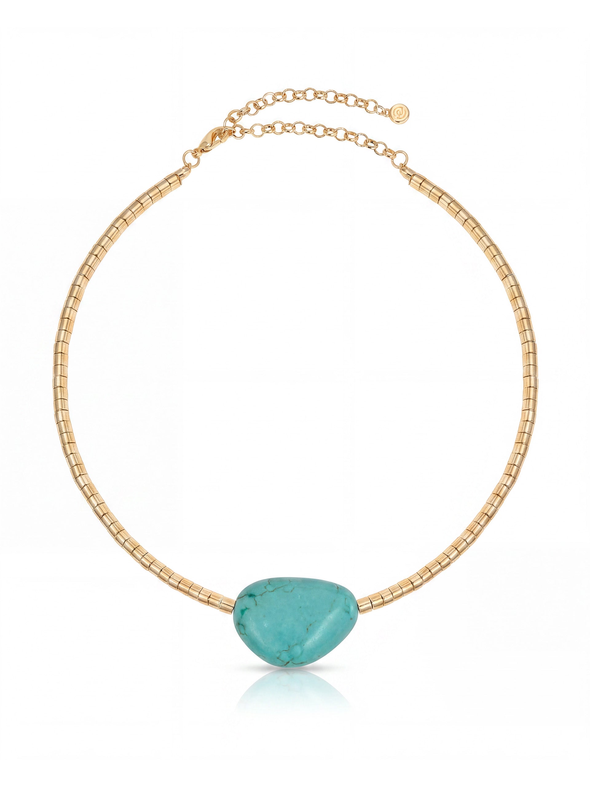 Gold Beaded Turquoise Nugget Necklace