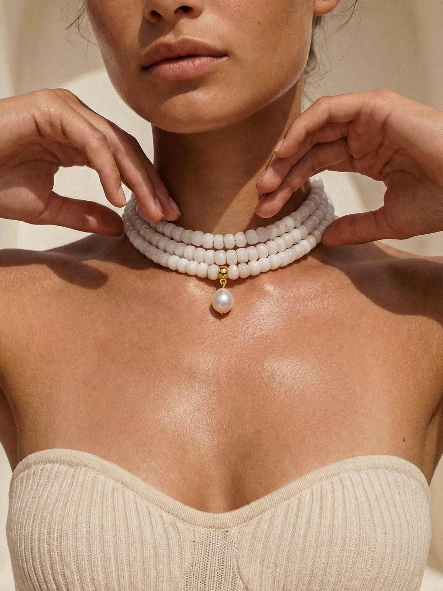 Marina Layers White Quartz Necklace