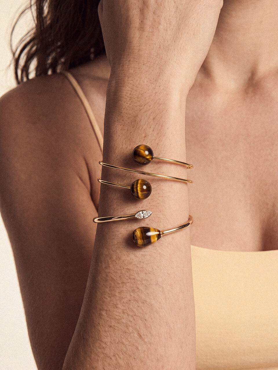Marina Layers Cuff Set in Tiger's Eye
