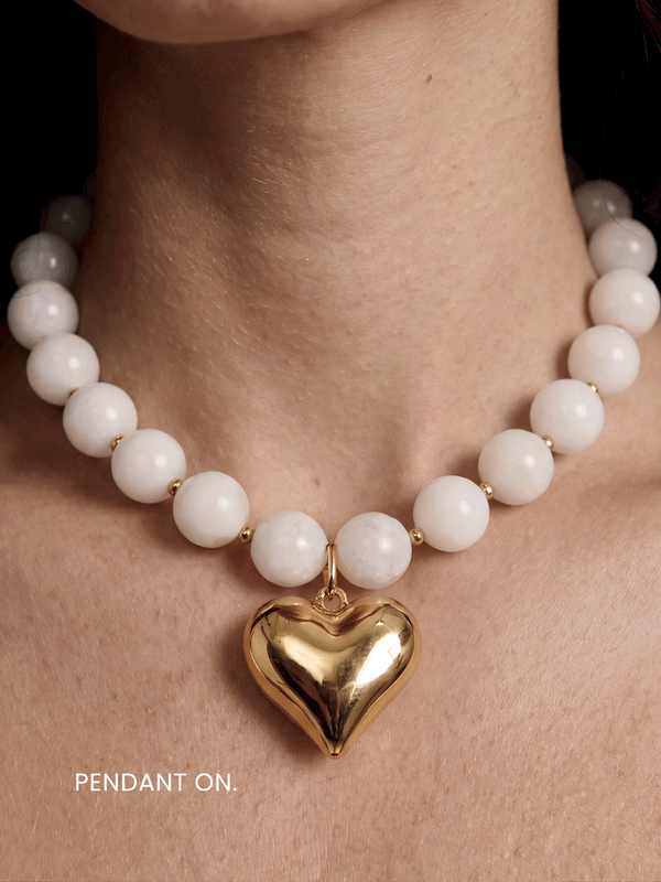Luck and Love Bone Stone Heart Necklace Second
