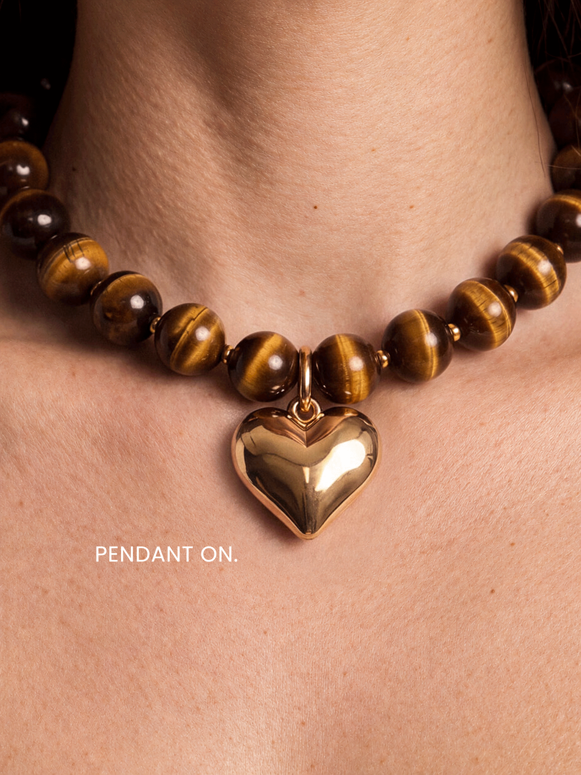 Luck and Love Tiger's Eye Heart Necklace
