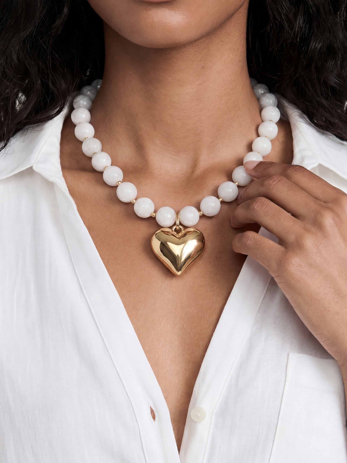 Luck and Love Bone Stone Necklace with 18K Gold Plating 4