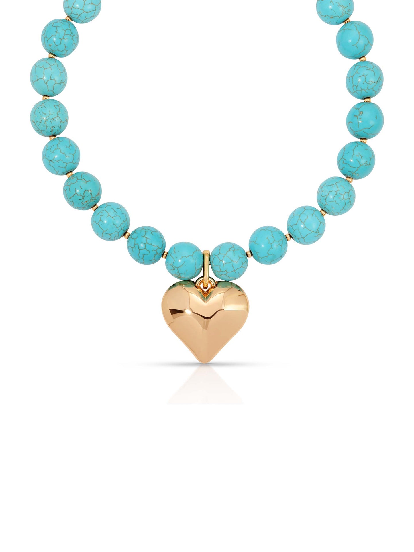 Luck and Love Turquoise Heart Necklace Turquoise with 18k Gold Plating 2