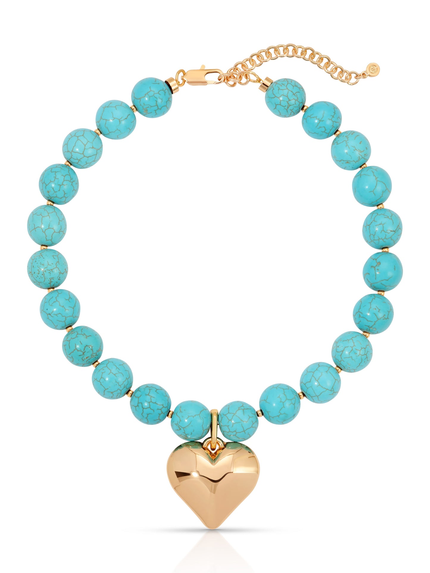 Luck and Love Turquoise Heart Necklace Turquoise with 18k Gold Plating