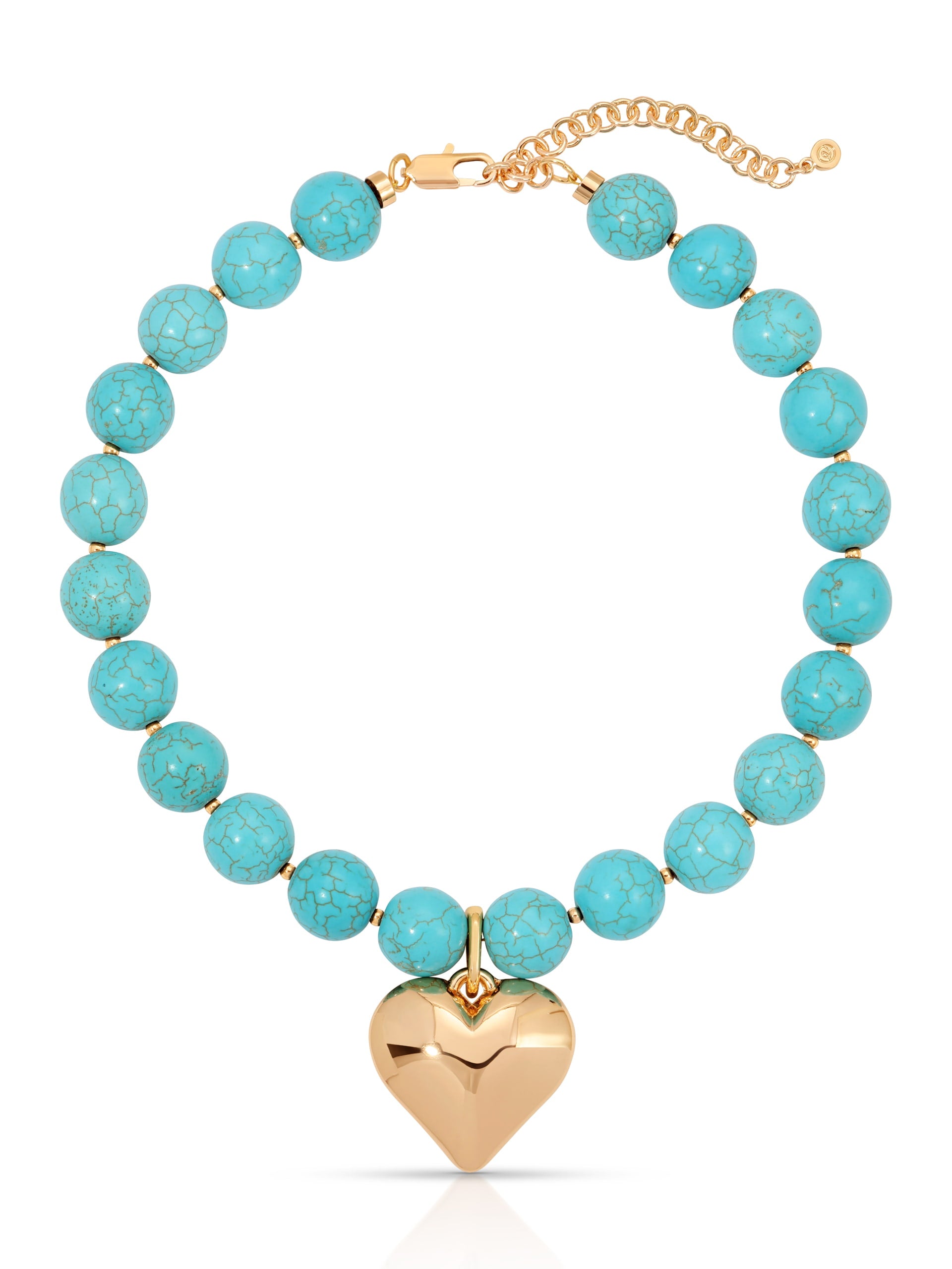 Luck and Love Turquoise Heart Necklace Turquoise with 18k Gold Plating