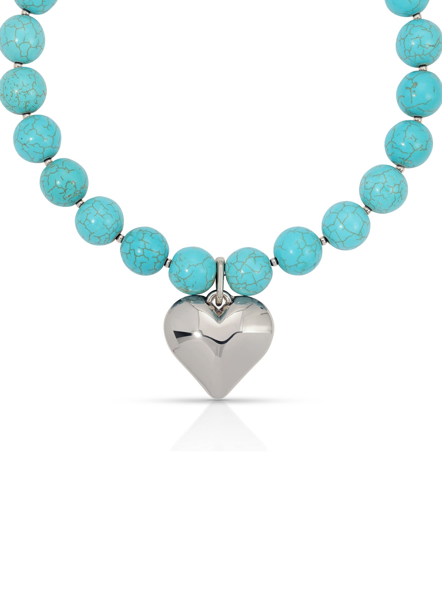 Luck and Love Turquoise Heart Necklace Turquoise with Silver Plating 2