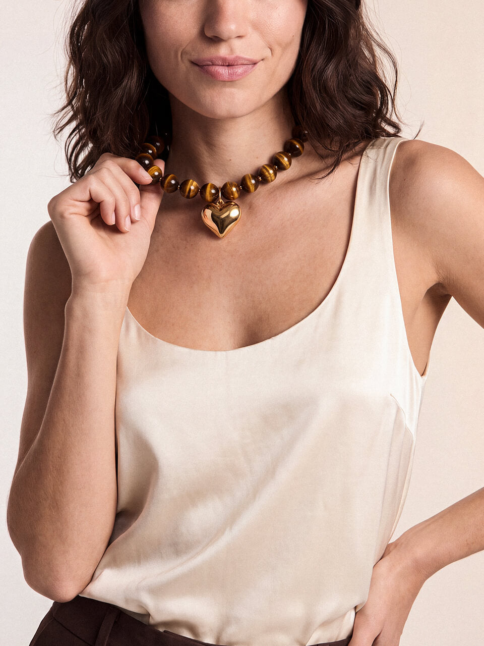 Luck and Love Tiger's Eye Heart Necklace