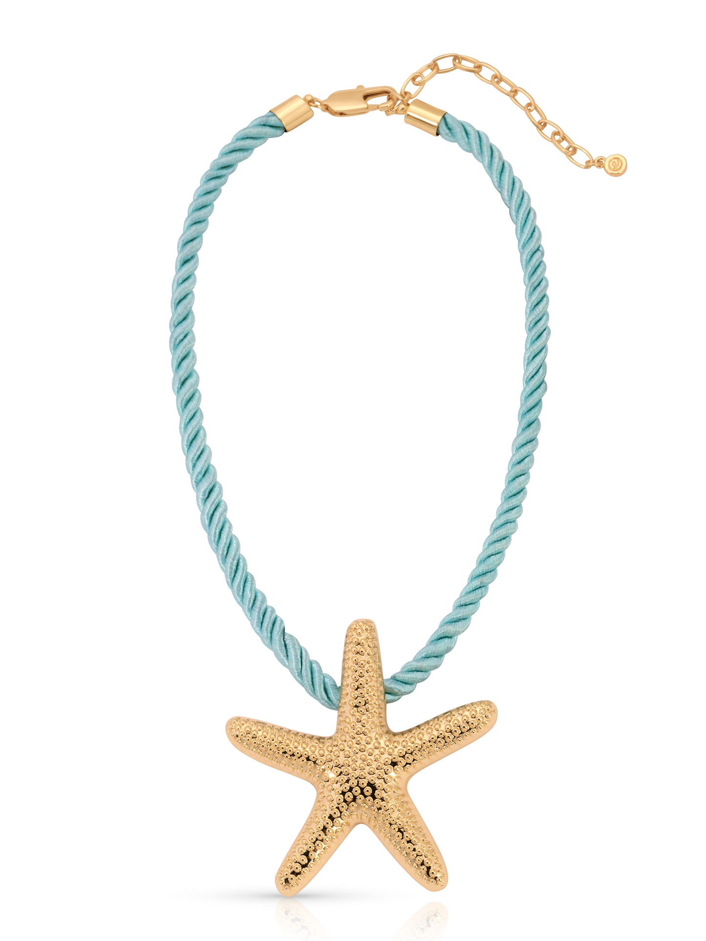 Starfish Statement Pendant Necklace Turquoise Rope with 18k Gold Plating