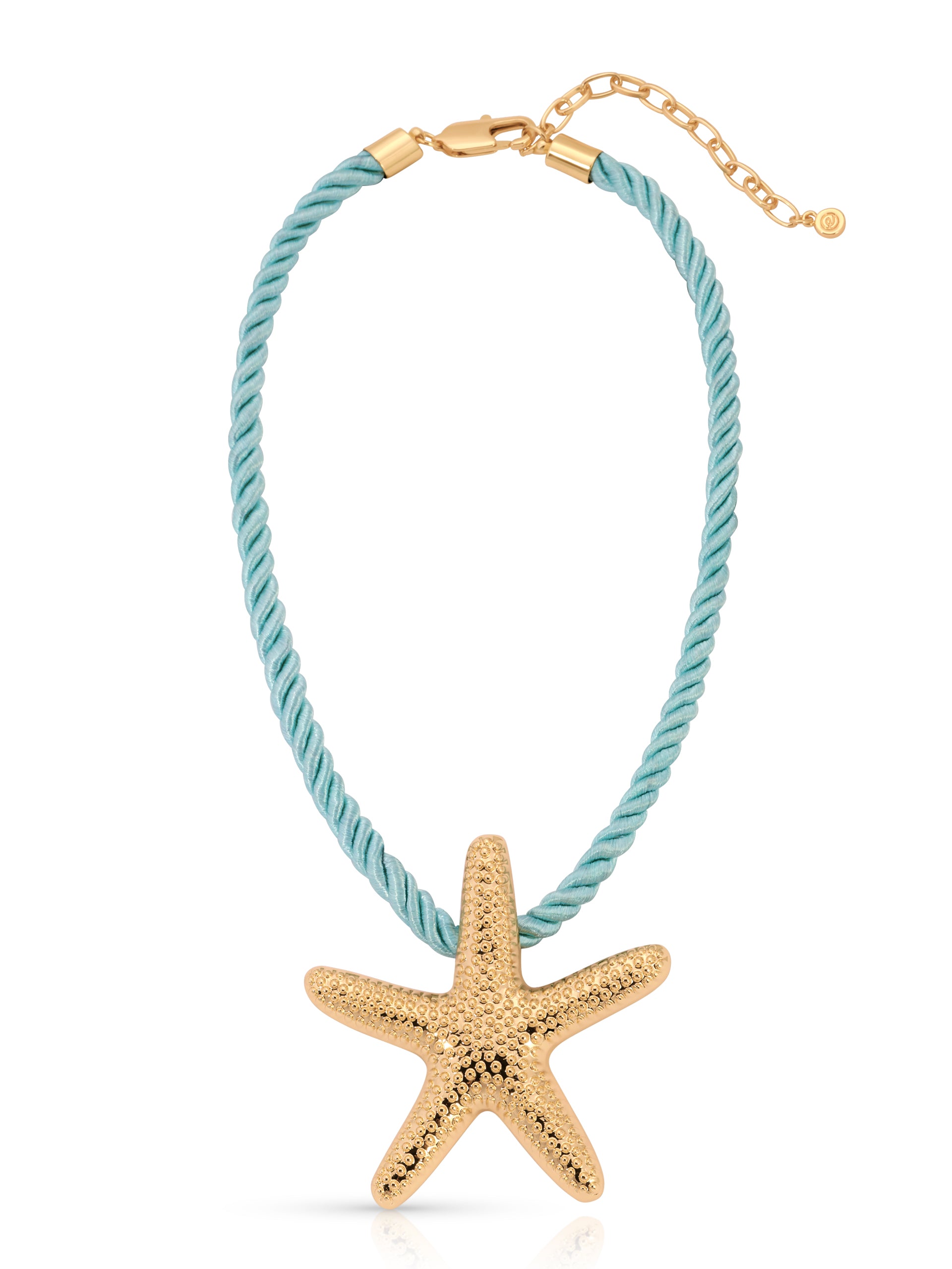 Starfish Statement Pendant Necklace Turquoise Rope with 18k Gold Plating