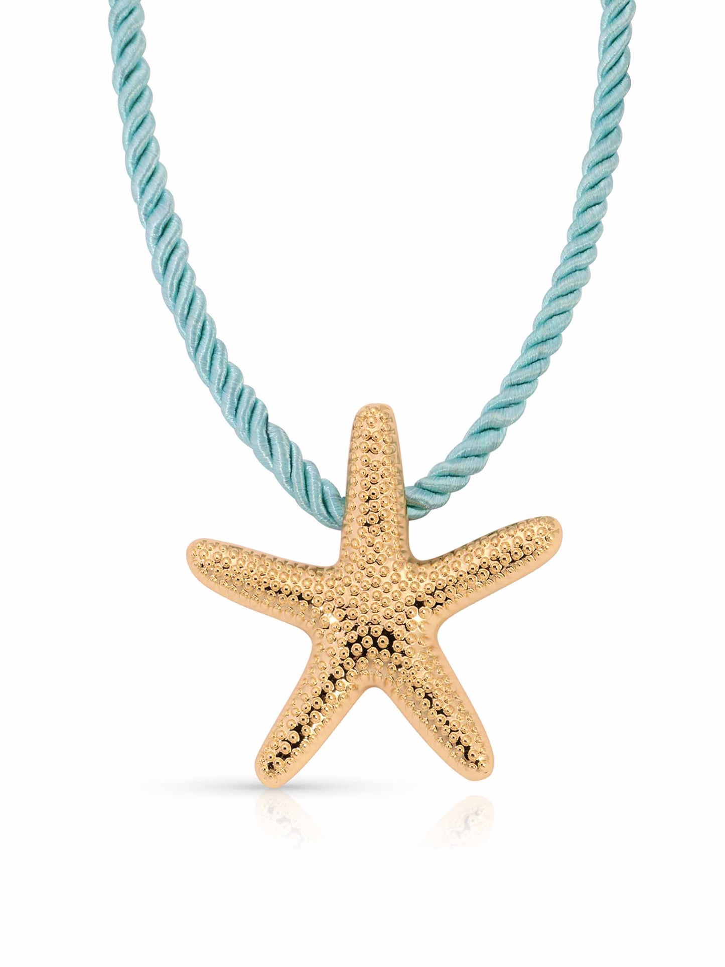 Starfish Statement Pendant Necklace Turquoise Rope with 18k Gold Plating 2