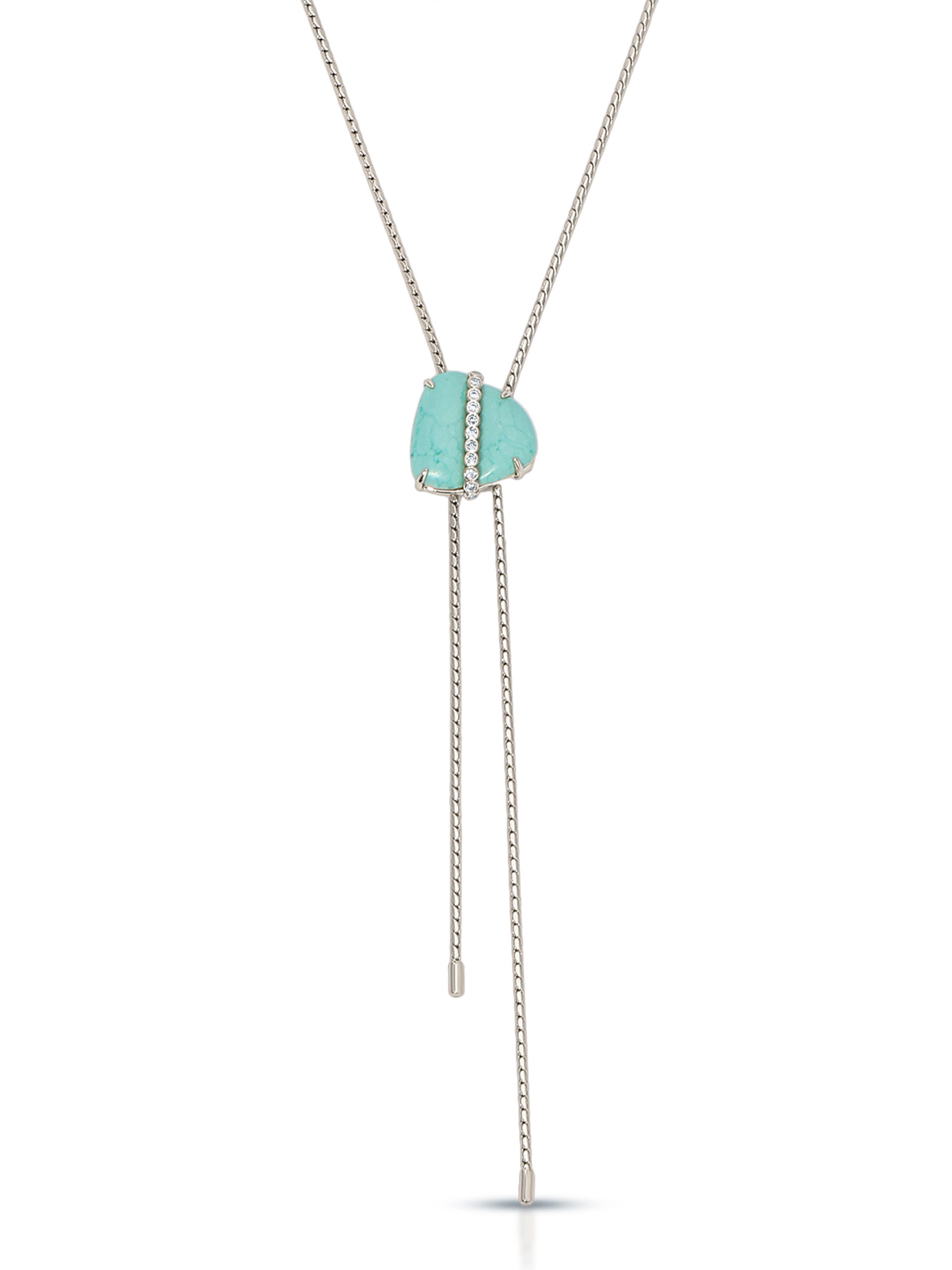 Turquoise Solstice Bolo Necklace Turquoise with Silver Plating 1