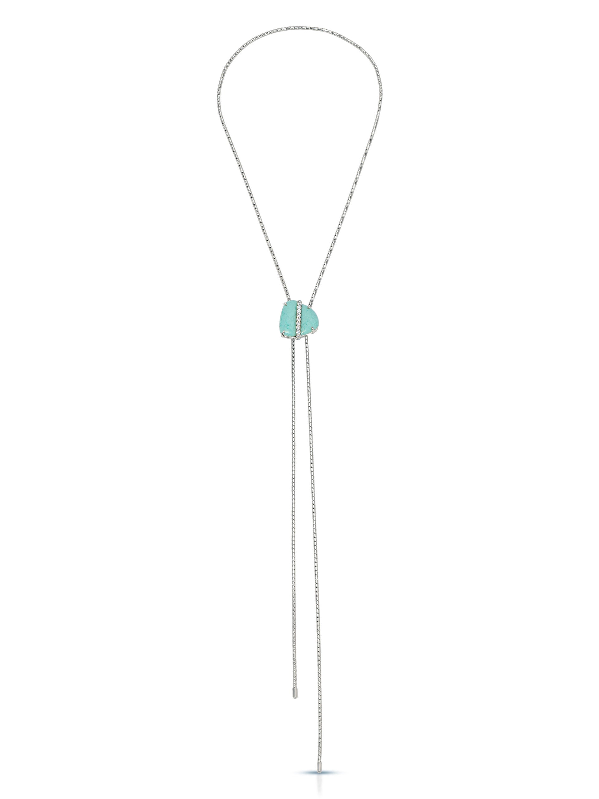 Turquoise Solstice Bolo Necklace Turquoise with Silver Plating 3