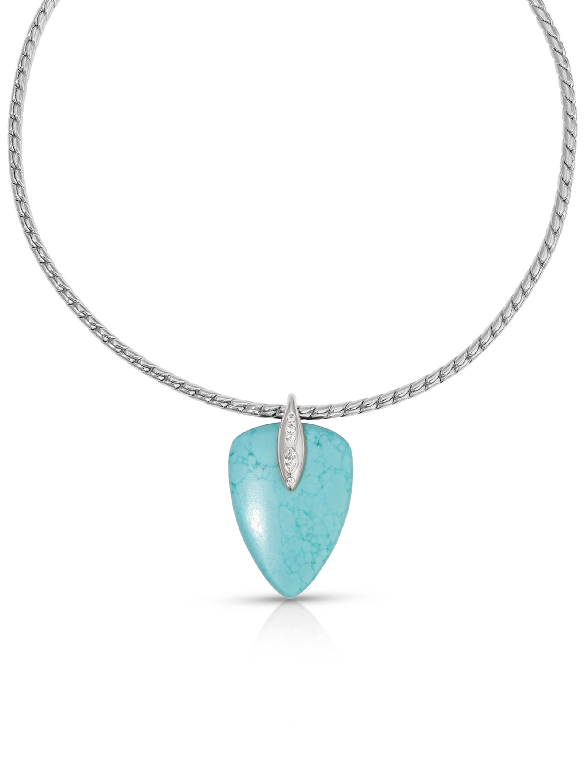 Turquoise Solstice Pendant Choker Turquoise with Silver Plating 2