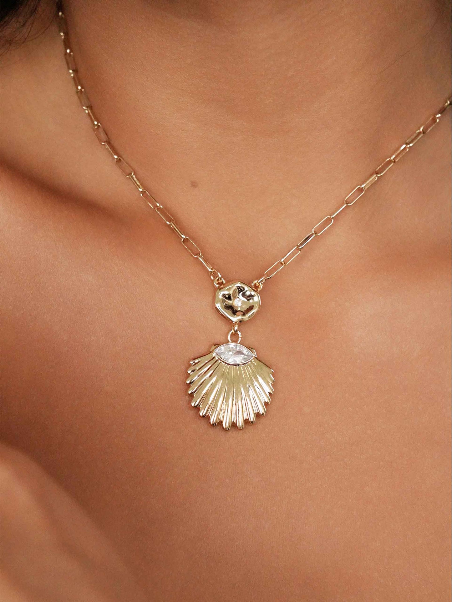 Santorini Pendant Necklace on model 5