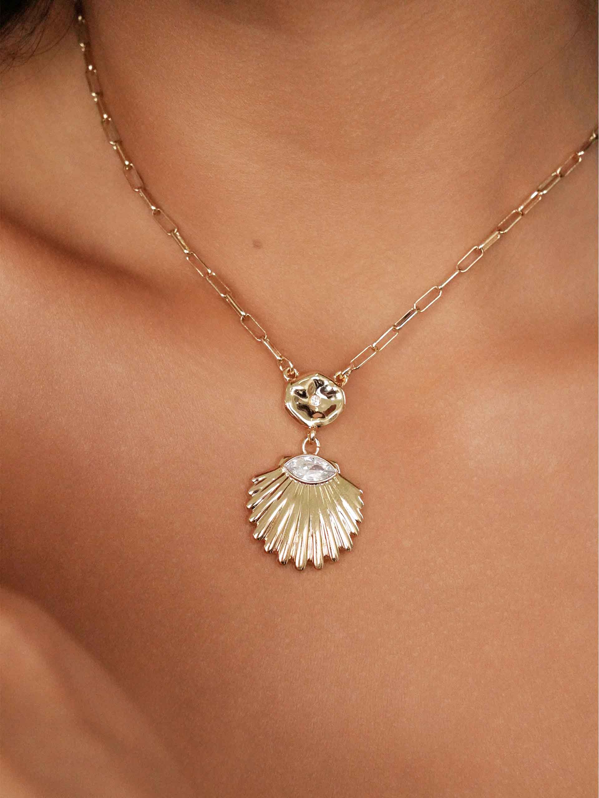 Santorini Pendant Necklace on model 5