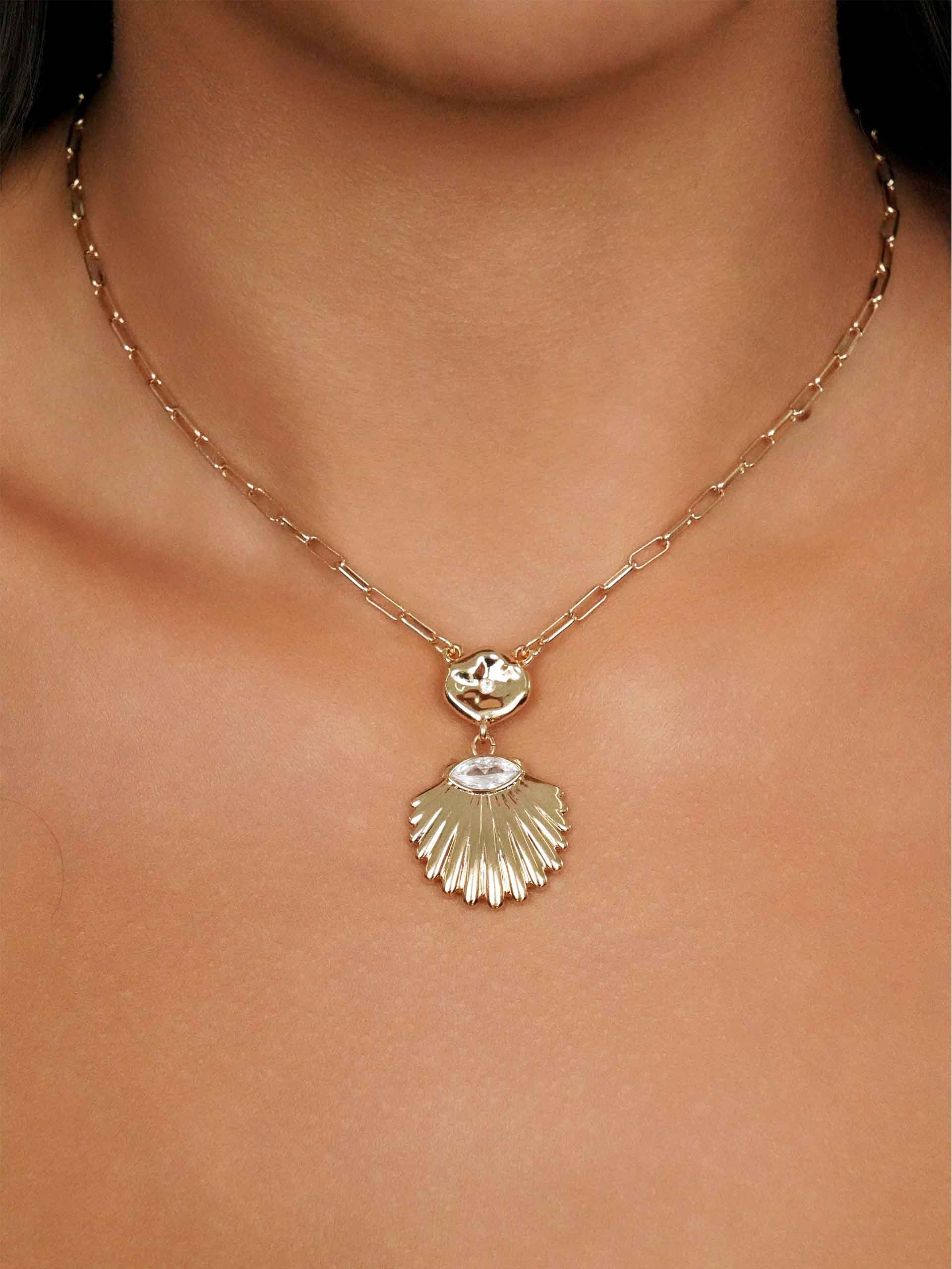 Santorini Pendant Necklace on model