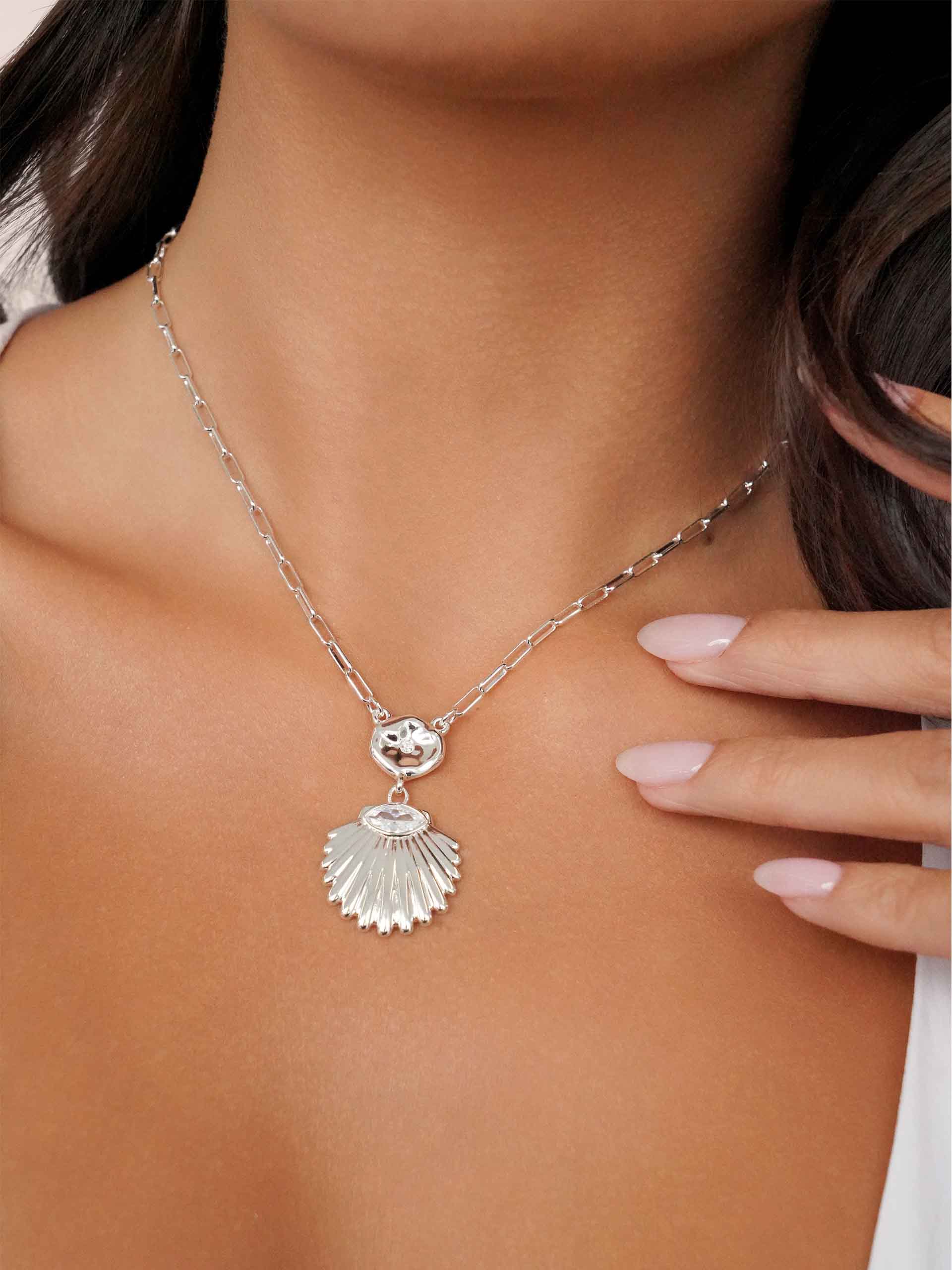 Santorini Pendant Necklace on model 4