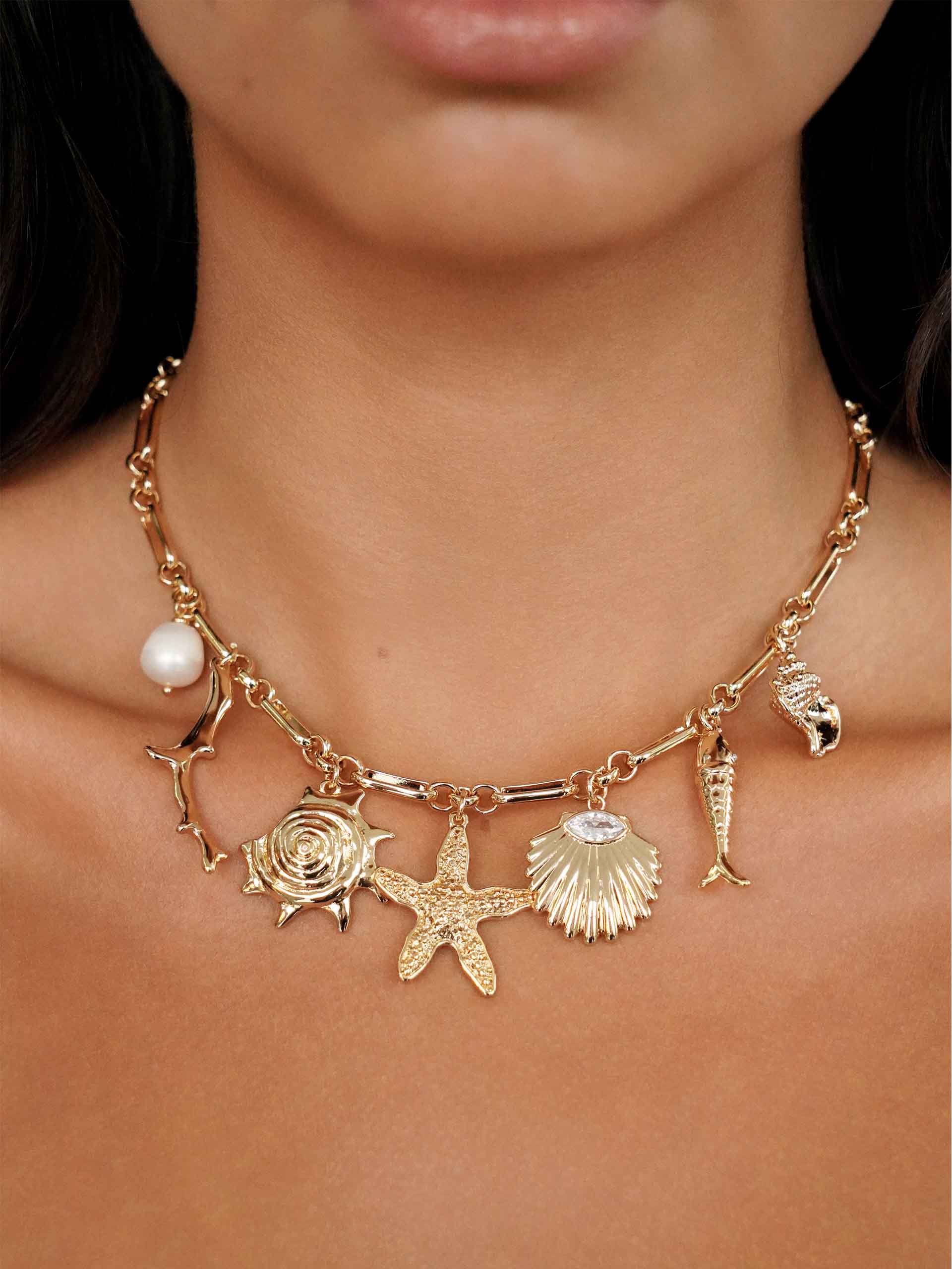 Oceanic Dreams Charm Necklace on model