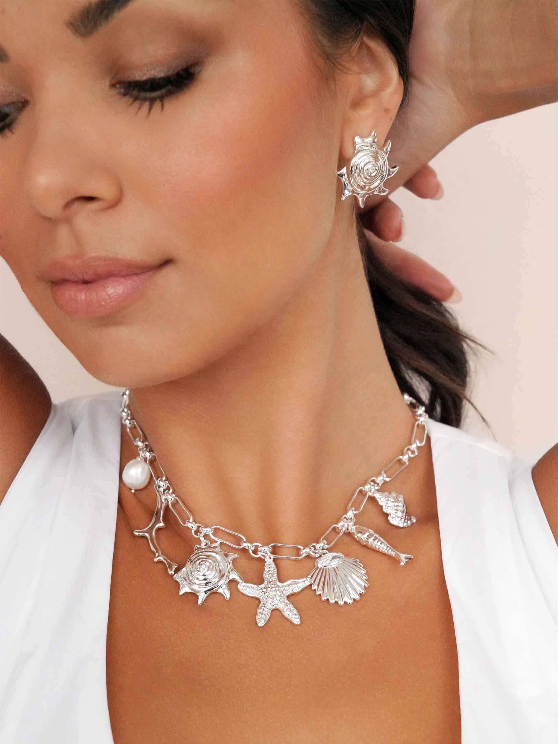Oceanic Dreams Charm Necklace on model 3
