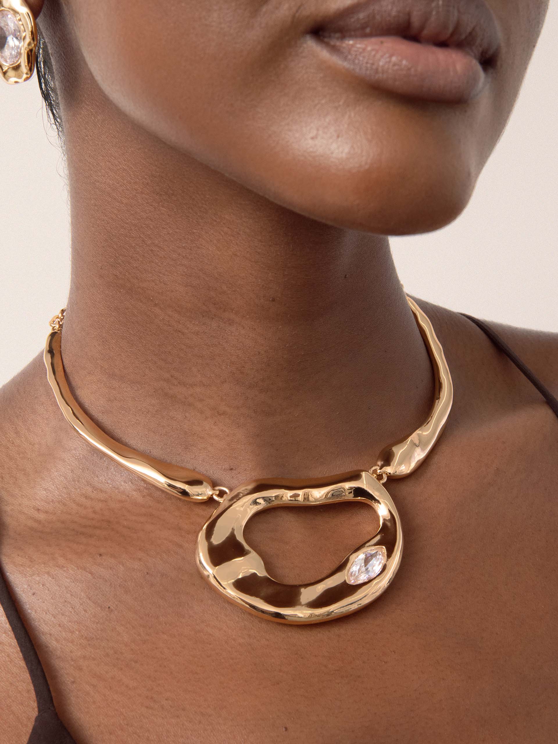 Molten Marquise Necklace Clear Crystal with 18k Gold Plating model 2