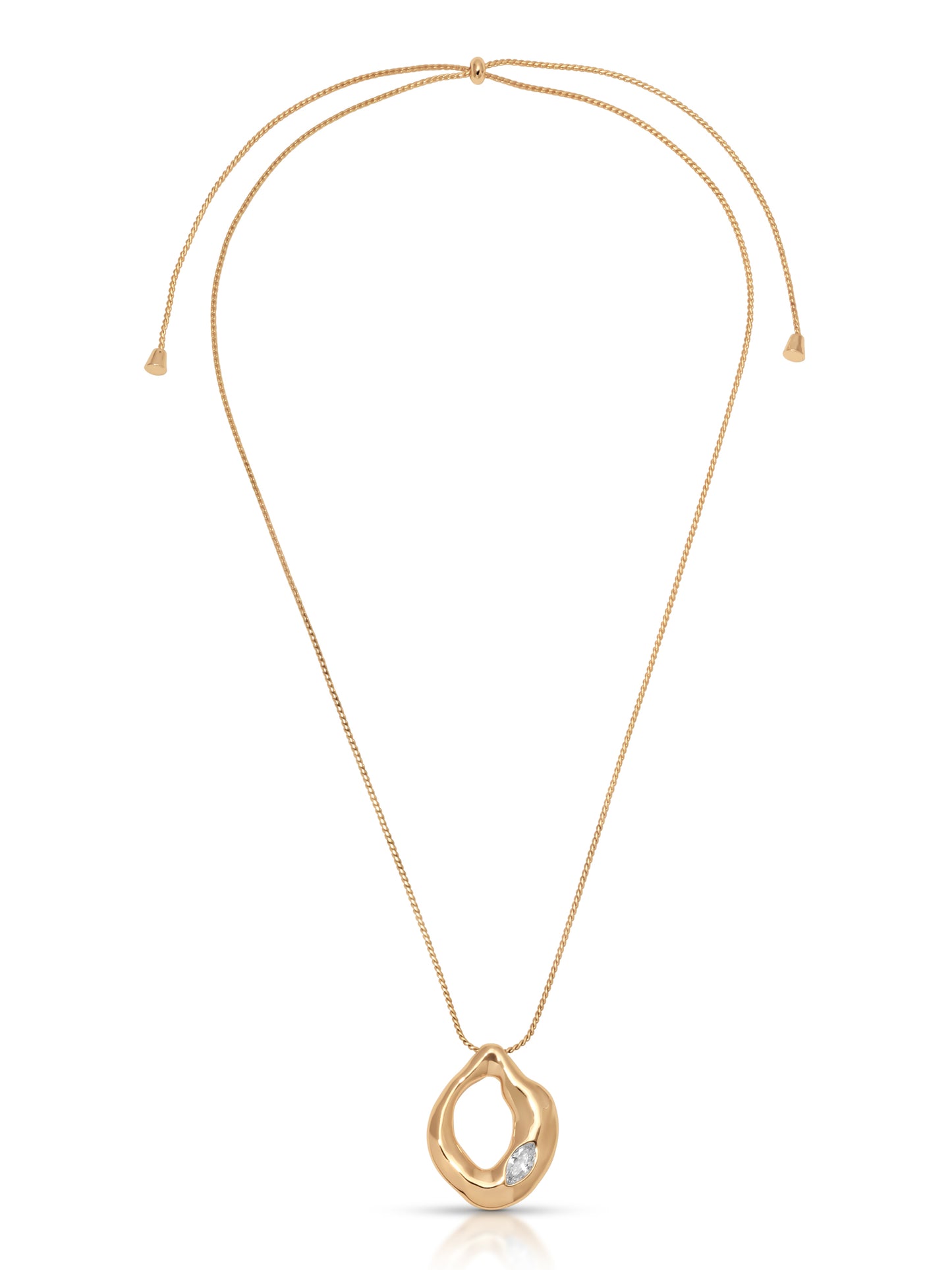 Molten Marquise Pendant Necklace Clear Crystal with 18k Gold Plating 2