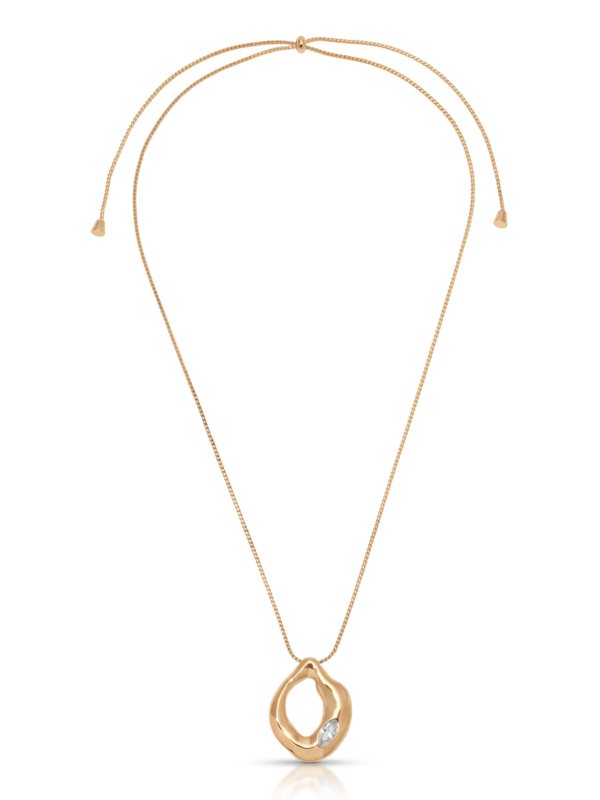 Molten Marquise Pendant Necklace Clear Crystal with 18k Gold Plating 2