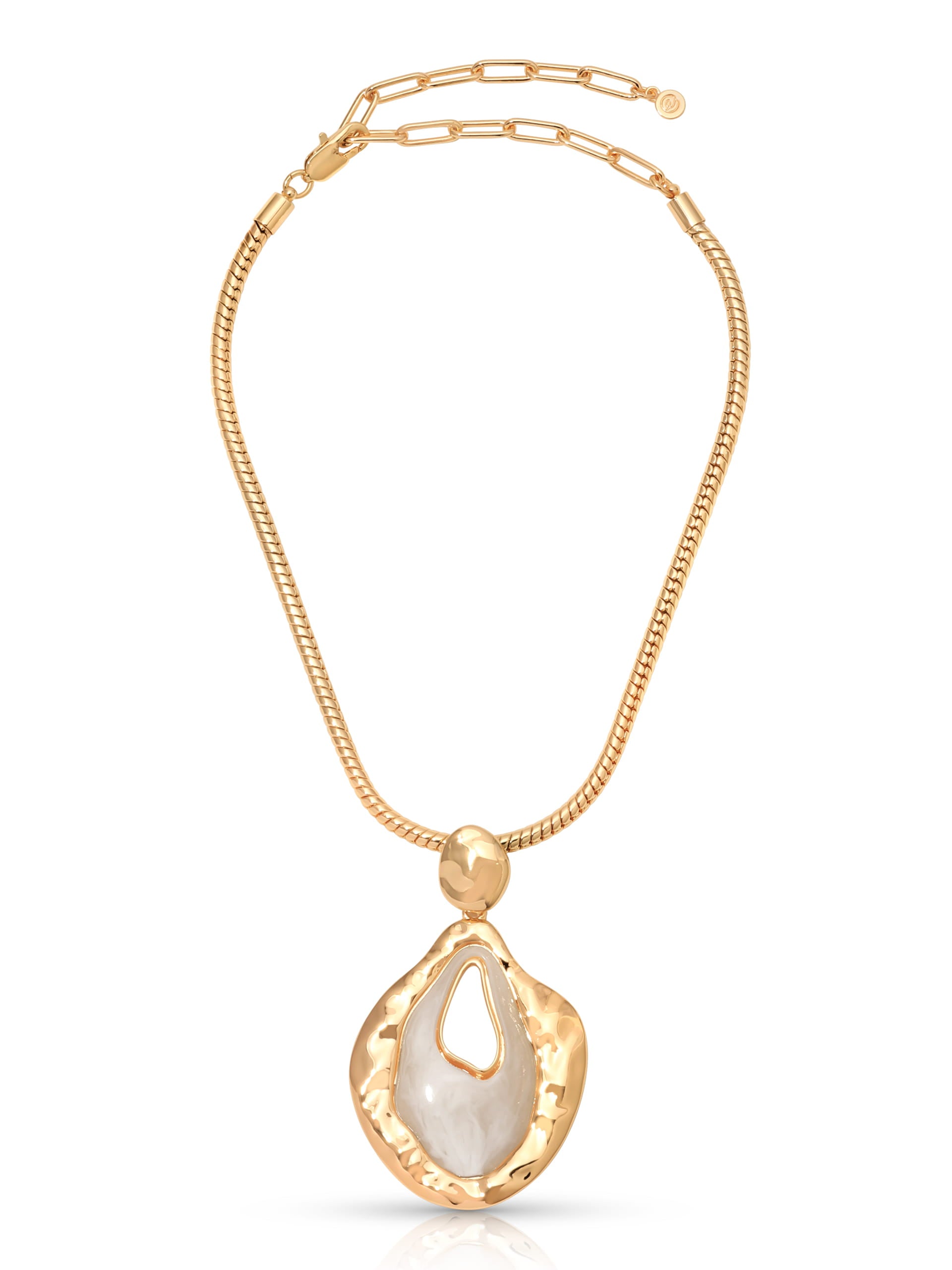 Acrylica Pendant Necklace in Bone Acrylic with 18k Gold Plating