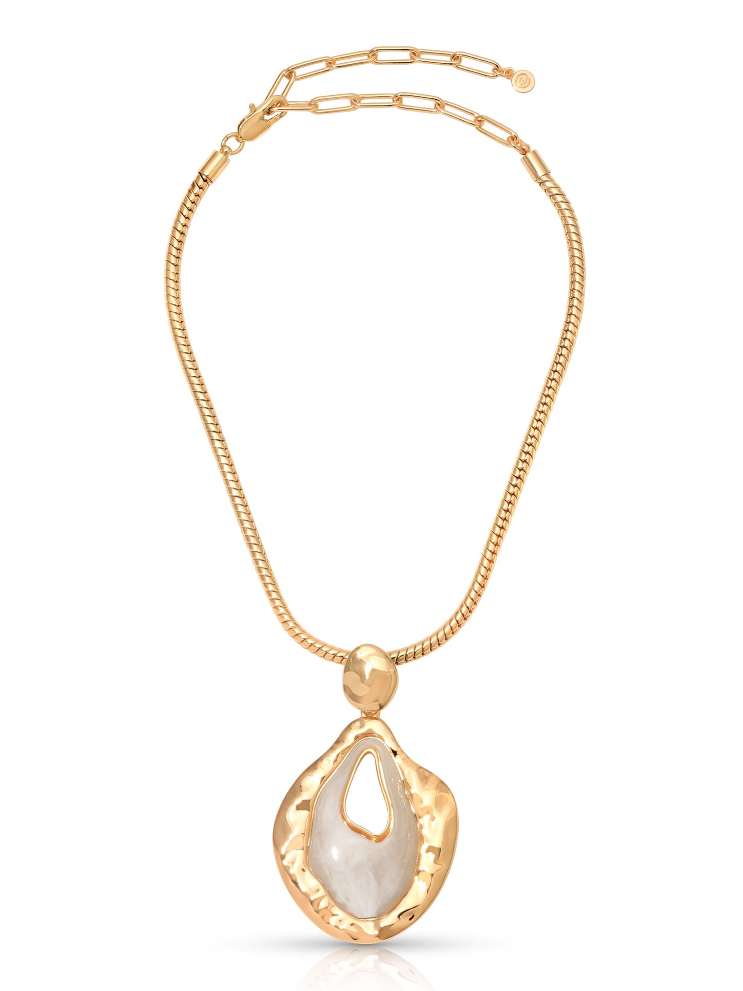 Acrylica Pendant Necklace in Bone Acrylic with 18k Gold Plating