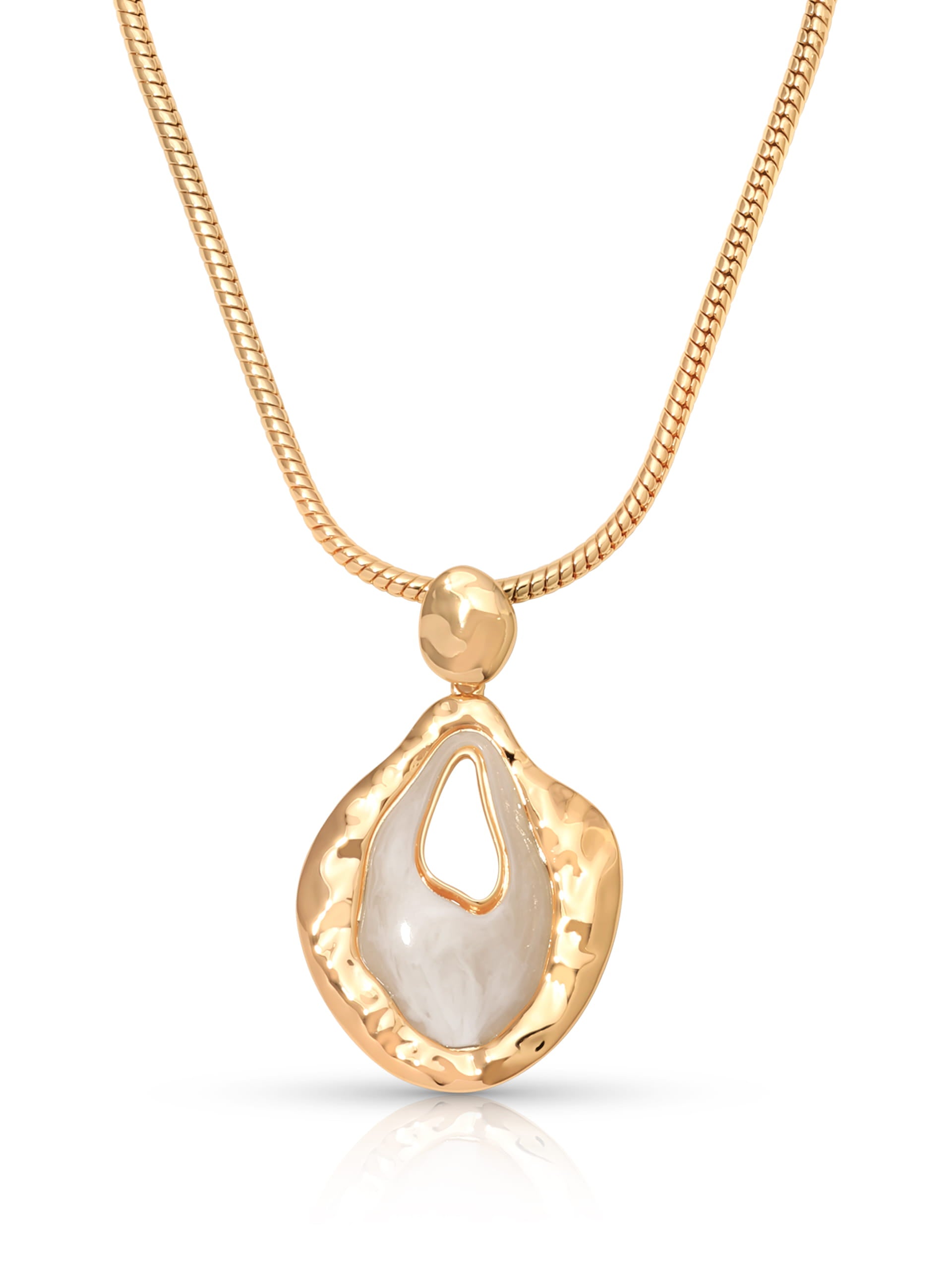 Acrylica Pendant Necklace in Bone Acrylic with 18k Gold Plating 2