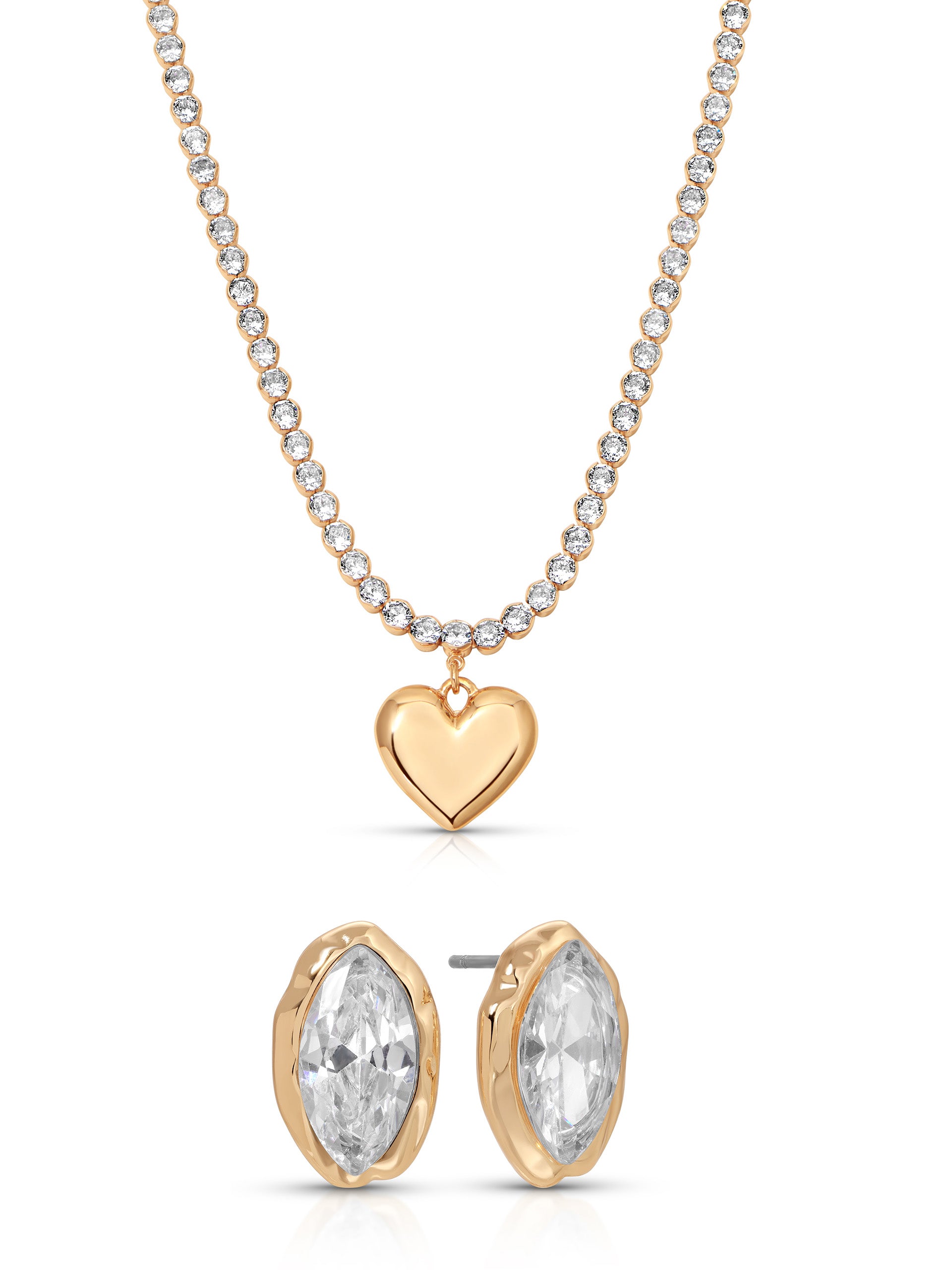 Luminous Love Tennis Necklace & Mini Stud Earrings Set