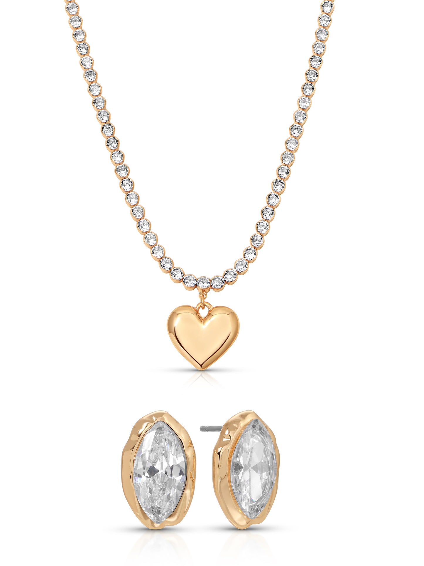 Luminous Love Tennis Necklace & Mini Stud Earrings Set