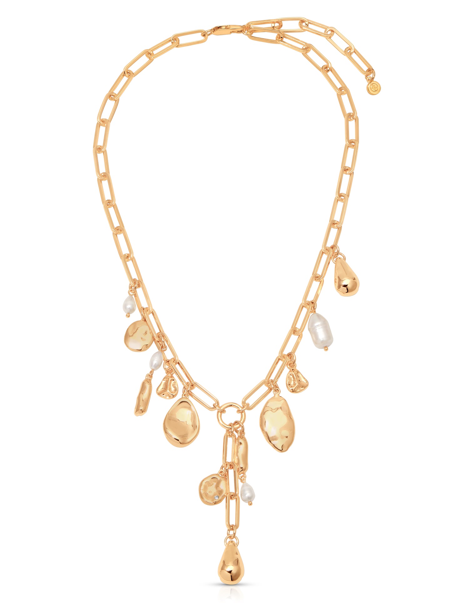 Melting Metal Charm Lariat 18k Gold Plated 2