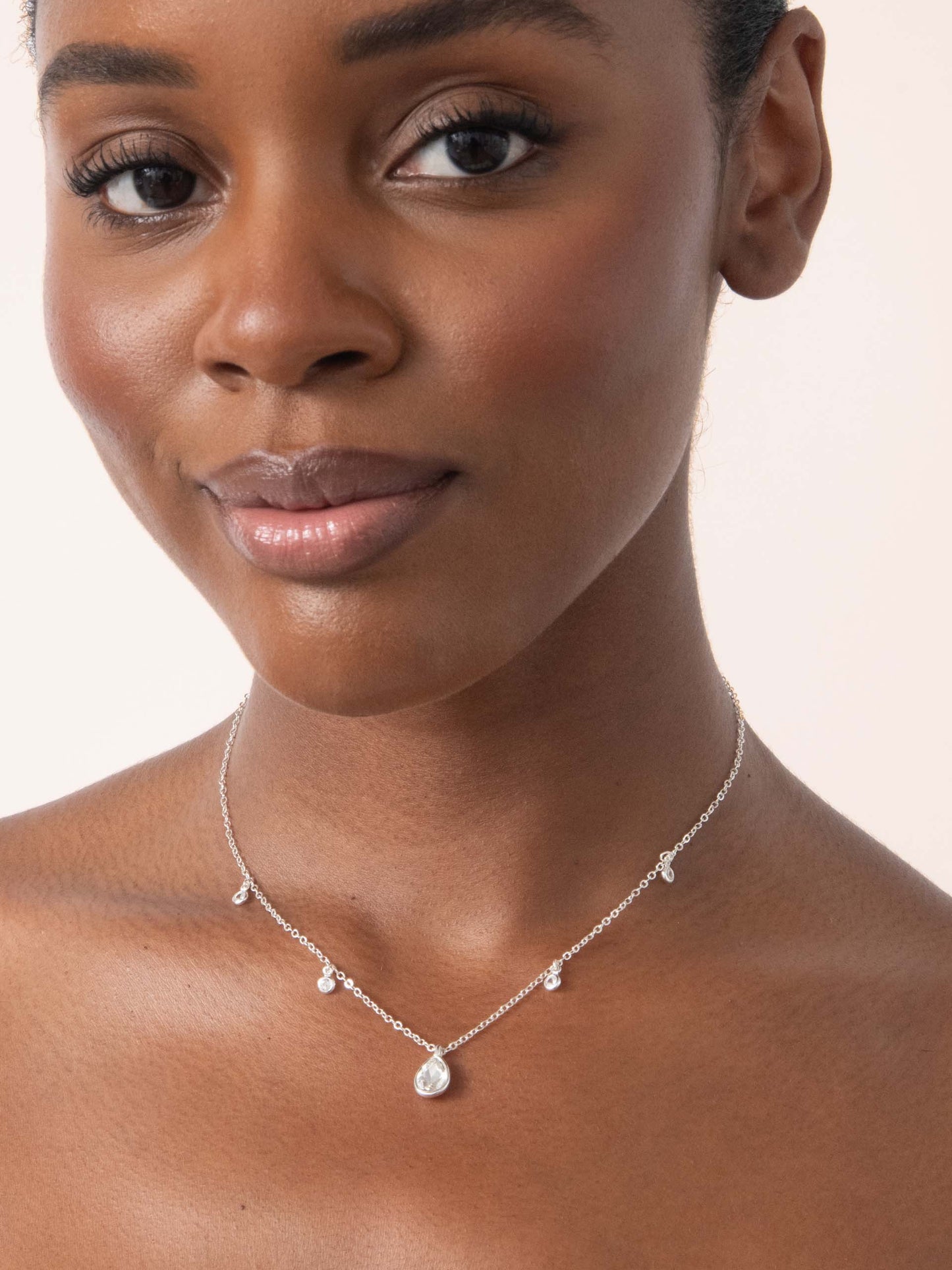 Dripping in Crystals Drop Necklace Clear Crystal with Silver Plating model 2