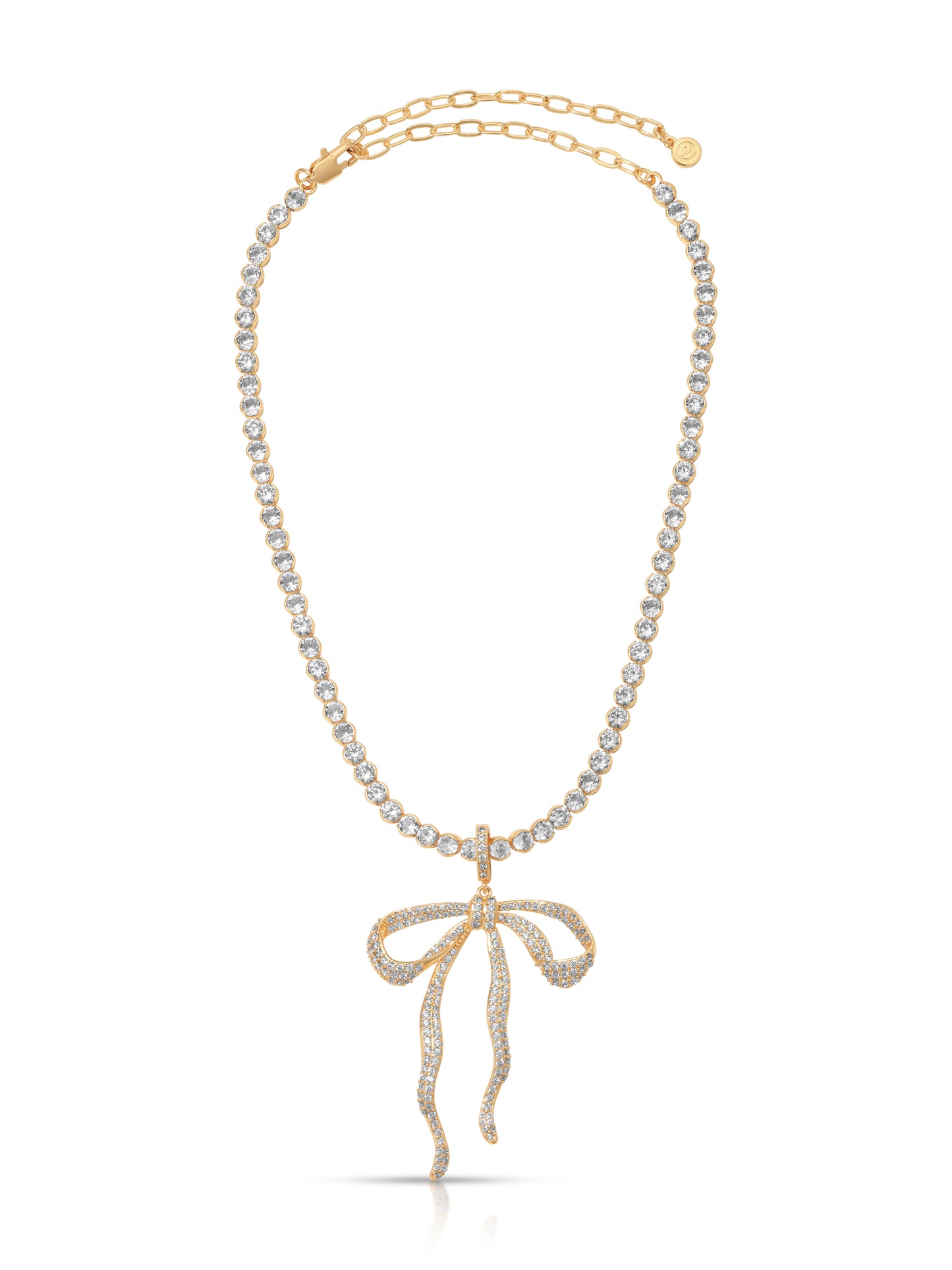 Pave Bow Tennis Necklace